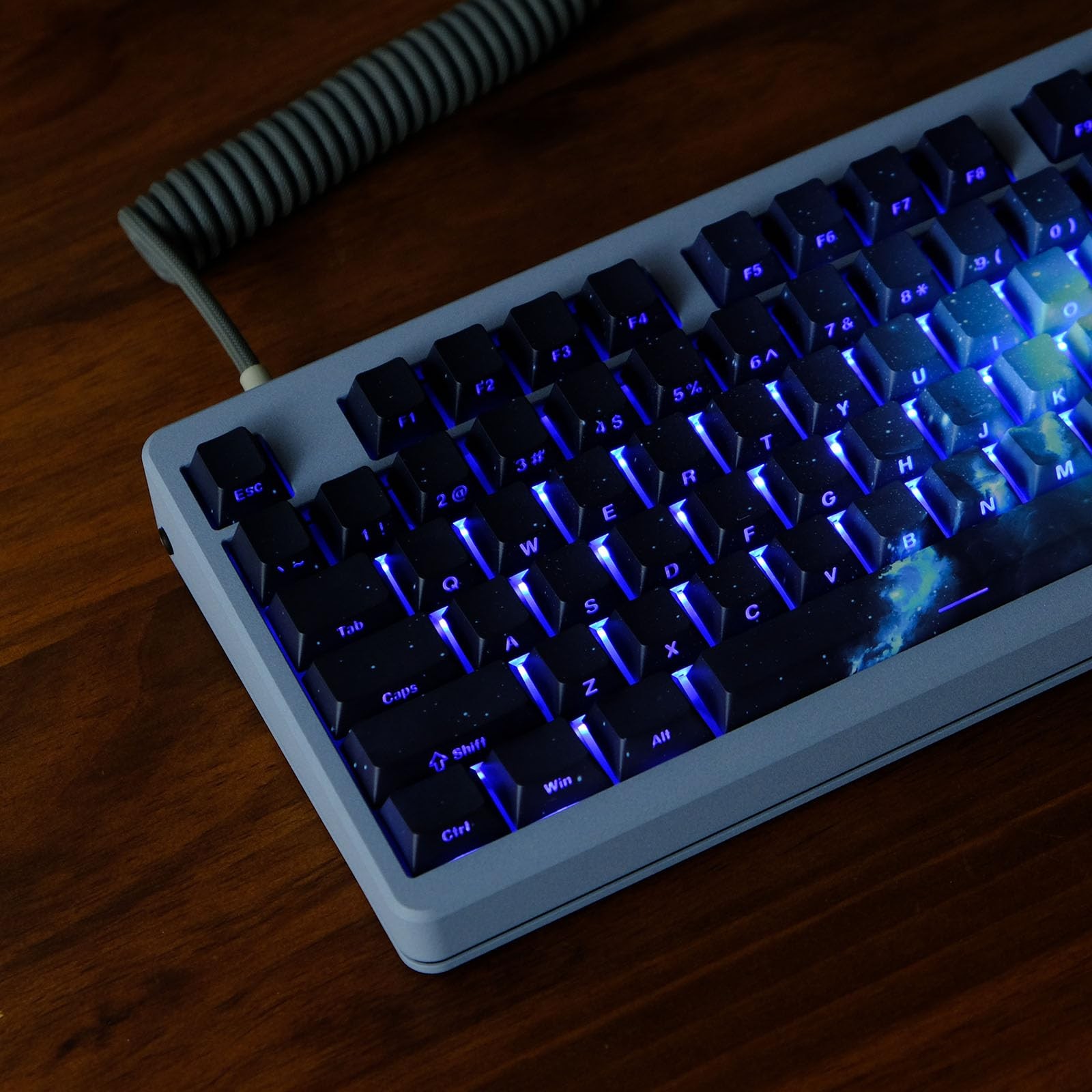 135 PCS PBT Cherry Profile Keycap Dark Blue Black Side Print Shine Through