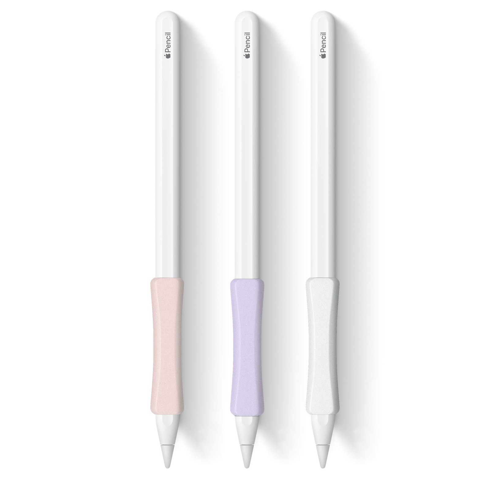 3 Pack iPencil Grips Case Cover Silicone Sleeve Holder White/Pink/Purple