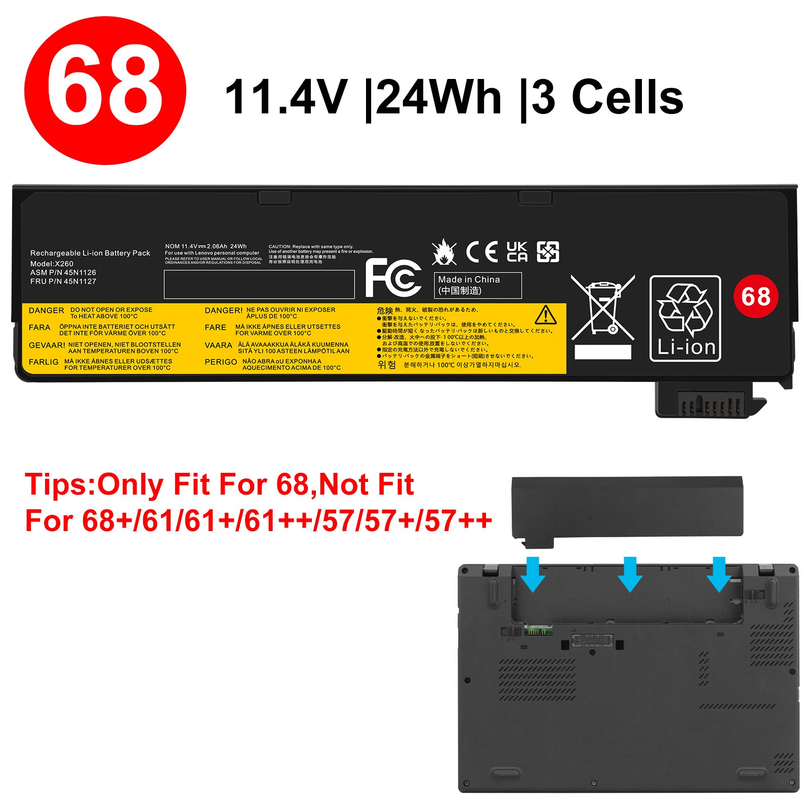✅LOT 68 battery for Lenovo Thinkpad T440 T440s T450 T460 x240 X250 X260 X270 NEW