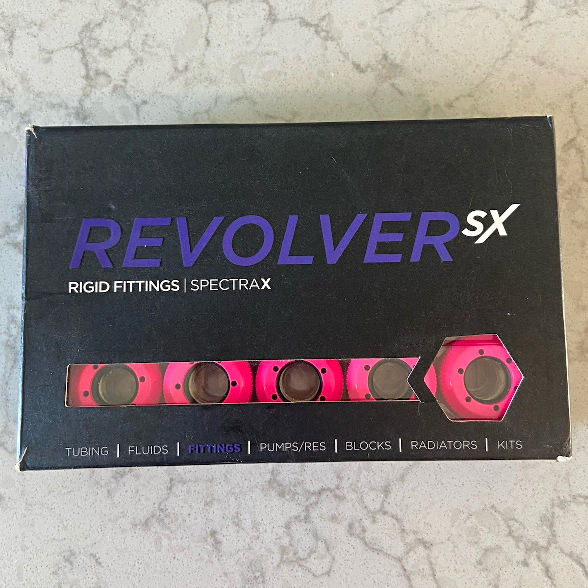 PrimoChill Revolver SX G1/4 Rigid Fittings UV Pink 12 Pack Nickel Brass