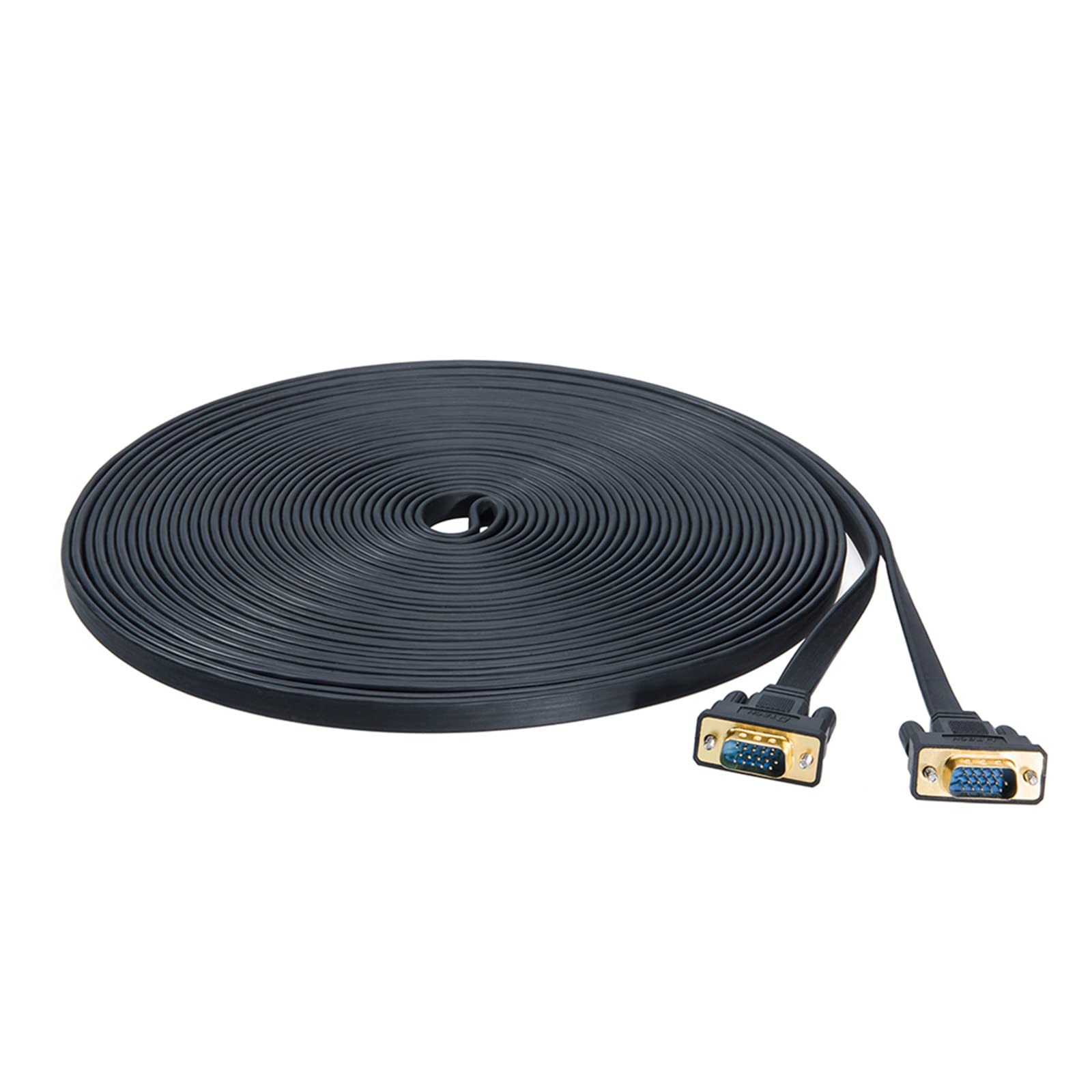 Flat Thin Extra Long VGA Cable 100 ft 15 Pin Male to Male Computer Monitor Co...