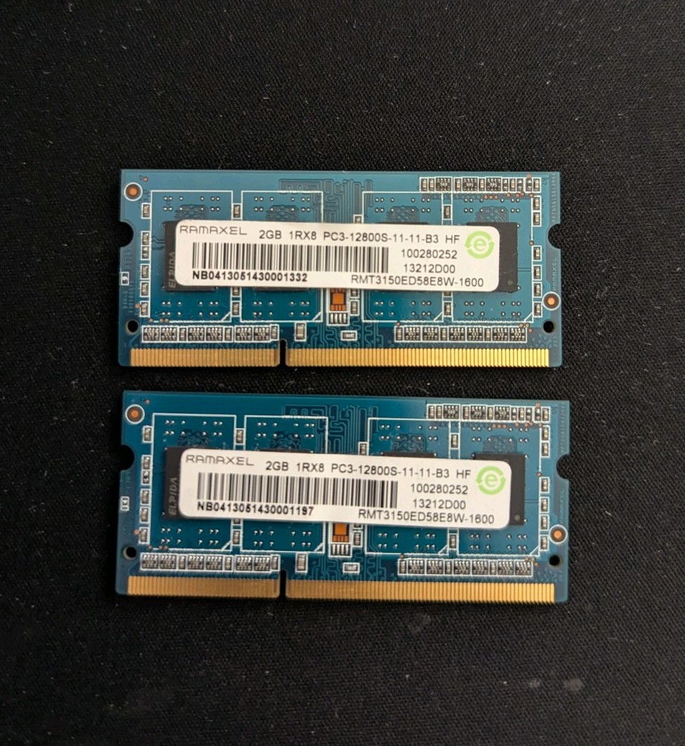 RAMAXEL 4GB DDR3 Laptop RAM Kit (2GB x2) PC3-12800S 1600MHz SO-DIMM
