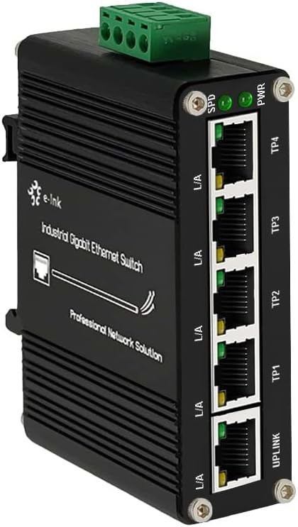 Mini Industrial 5 Port Gigabit Switch Din Rail Mount Hardened RJ45