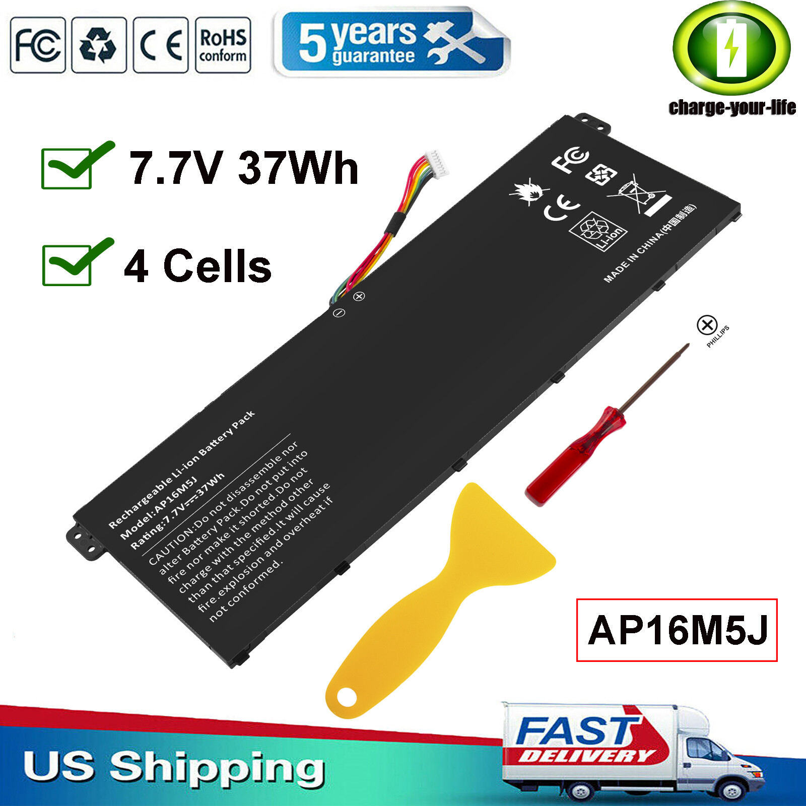 Battery For Acer Aspire 3 A314-31 A315-21 A315-31 A315-51 AP16M5J 7.7V 37Wh NEW