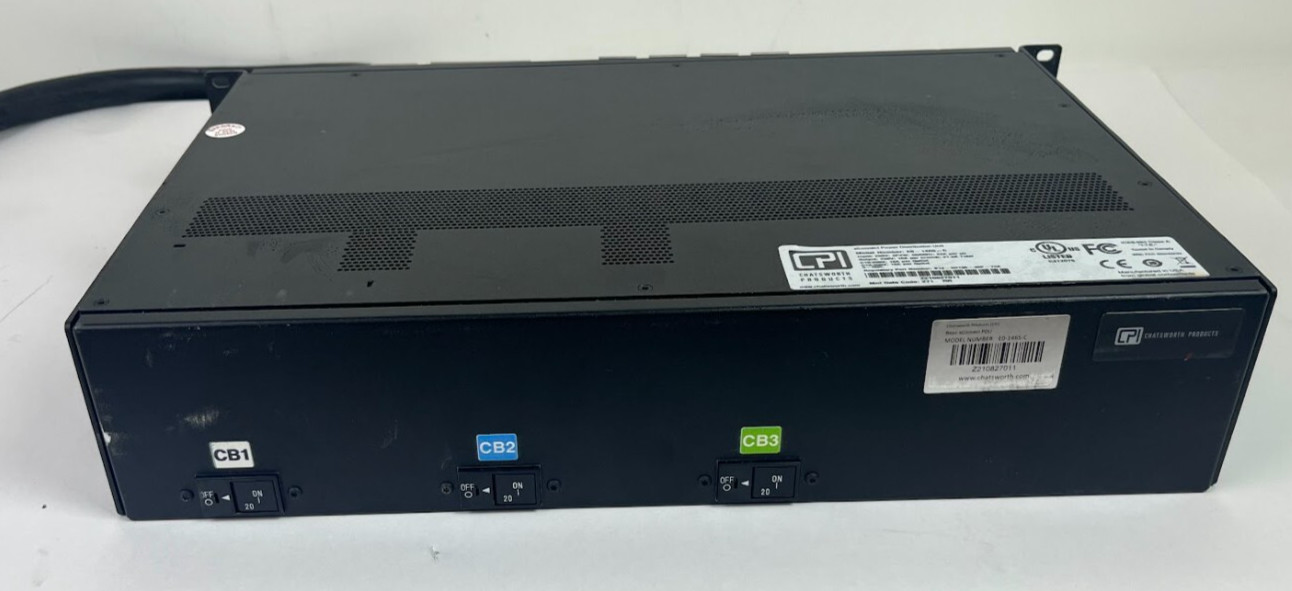 Chatsworth E0-1465-C Basic PDU 2U 208V 30A 3-Phase L15-30P 18xC13 6xC19