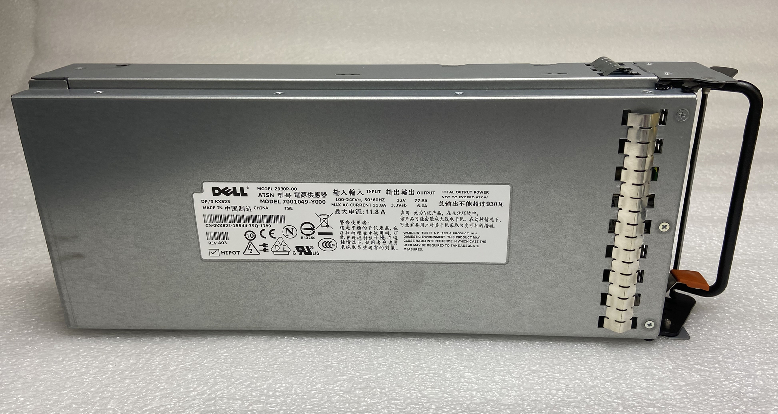 GENUINE Dell KX823 Z930P-00 930W Power Supply For Poweredge 2900 7001049-Y000