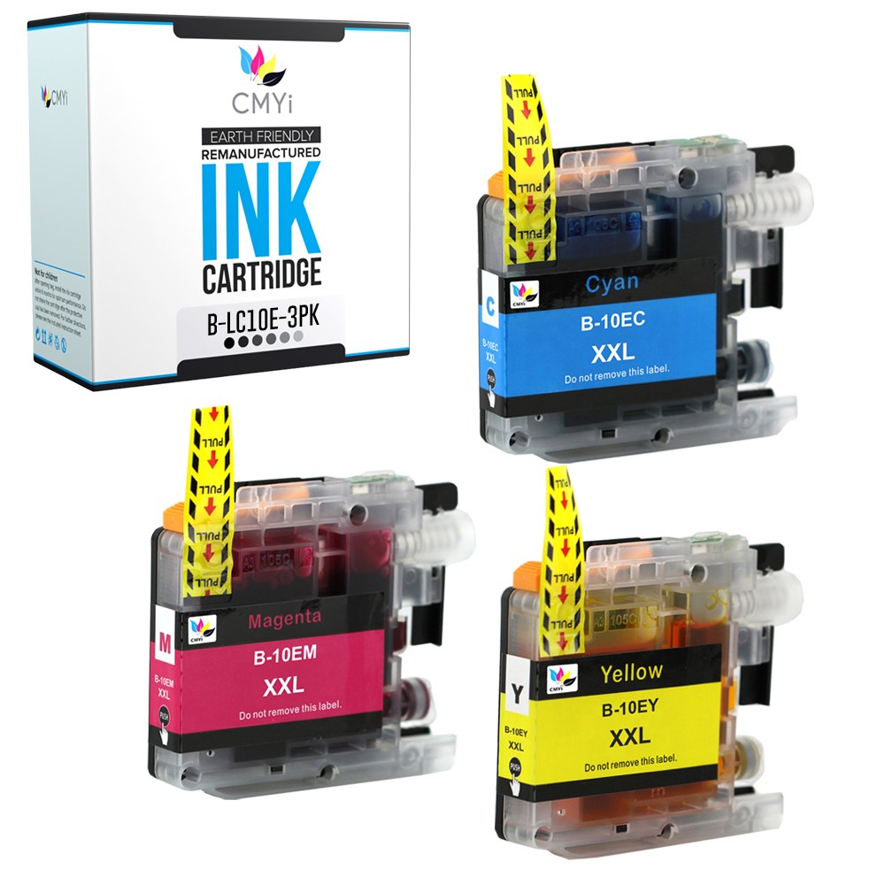 3-Pack Compatible CMYi LC10E Color Ink Cartridges fits Brother MFC-J6925DW