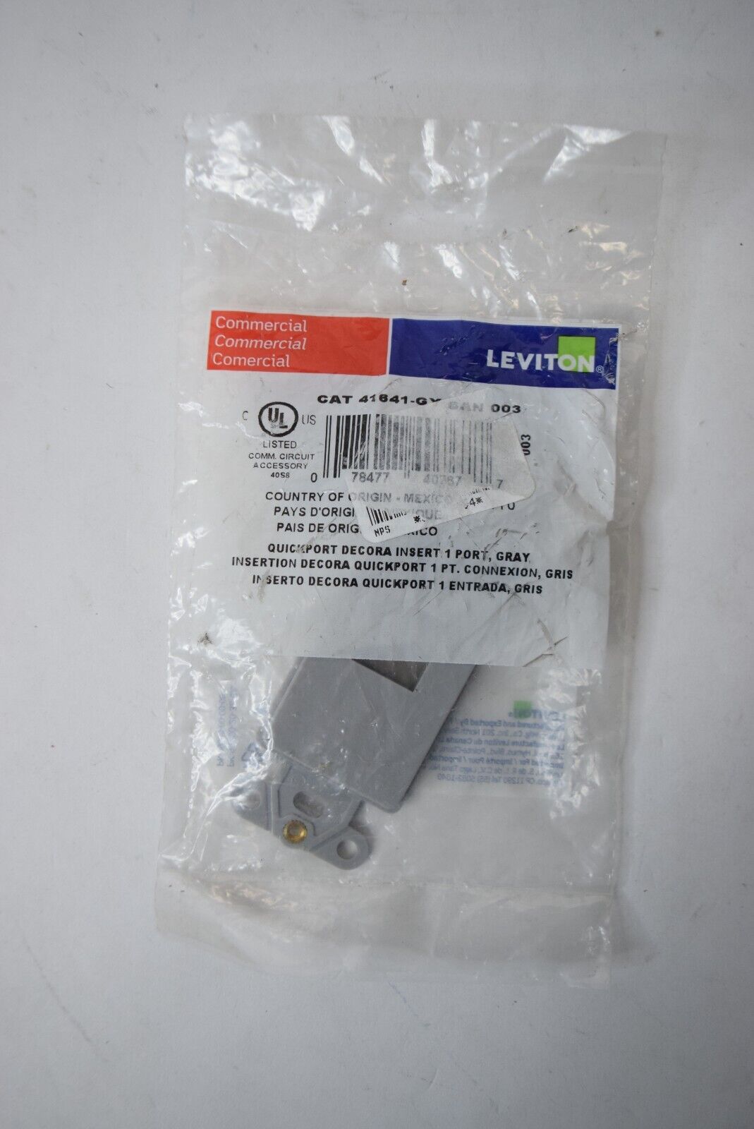 Leviton QuickPort Decora 1-Port Insert 41641-GY Gray Grey
