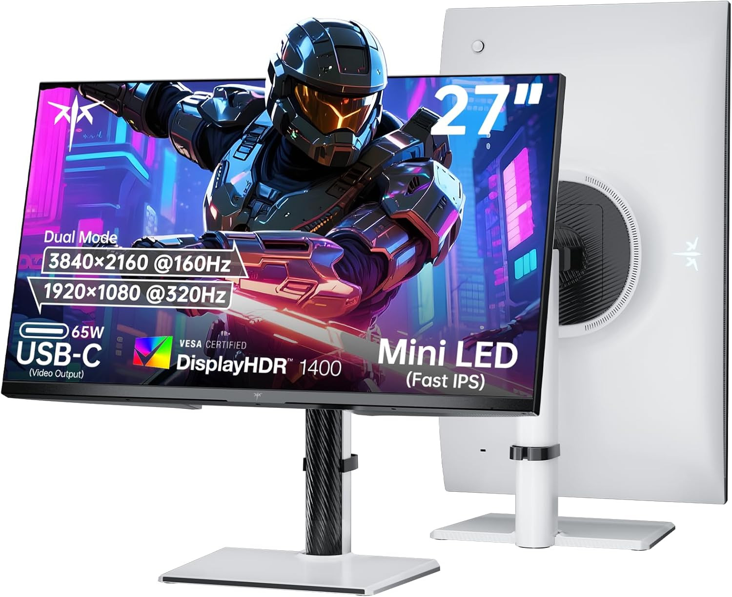 27 Inch Dual Mode Mini LED Monitor - 4K UHD at 160Hz & 1080P FHD 320Hz Gaming Mo
