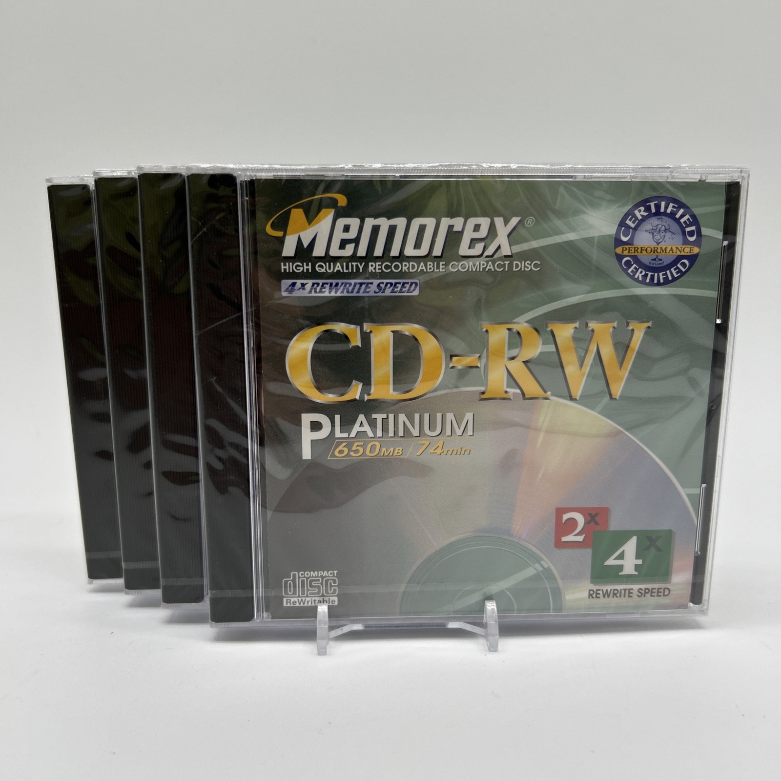 Memorex CD-RW Platinum 4x Rewrite Speed 650 MB 74 Min New Lot Of 4 Vintage 1999