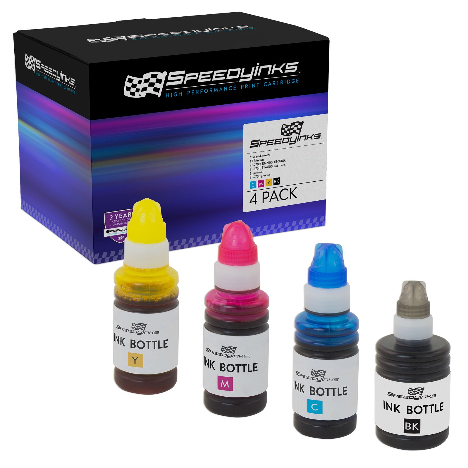 Speedy Compatible 4PK Epson 502 Ink Bottle Set ET 2700, 2750, 3700, 3750, 4750