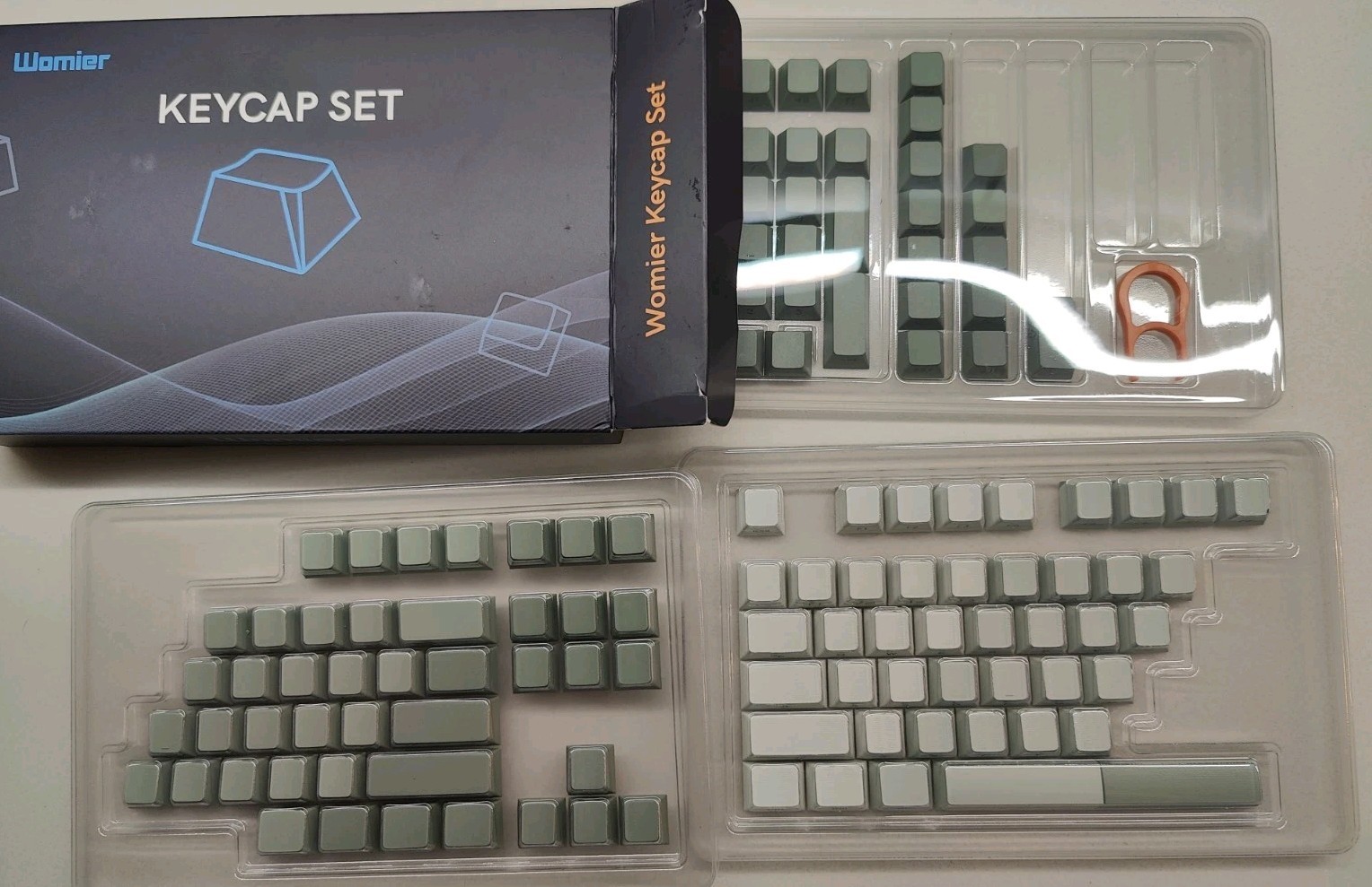 Womier Shine Through PBT Keycaps Only Cherry Profile 121 Keys,  Matcha Green