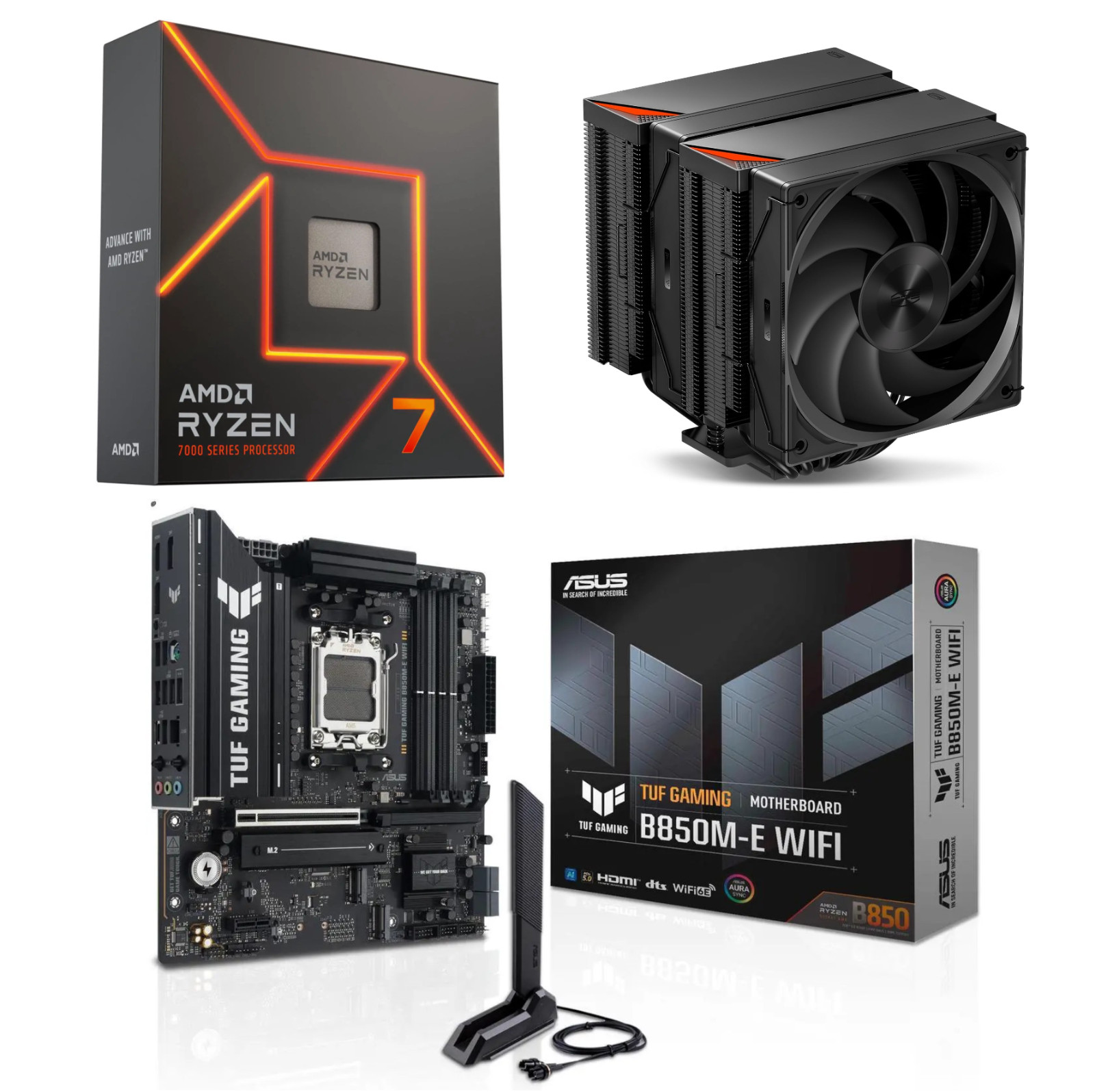 Ryzen 7 7700X CPU, ASUS TUF Gaming B850M-E Wifi, Cpu Cooler Bundle (Brand New)