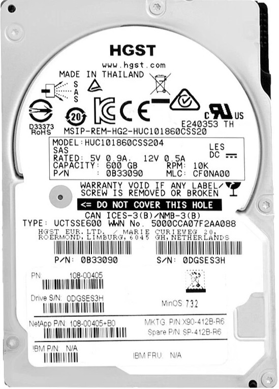 NetApp HUC101860CSS204 600GB SAS III 10000Rpm 128Mb Cache 2.5 " 108-00405+B0