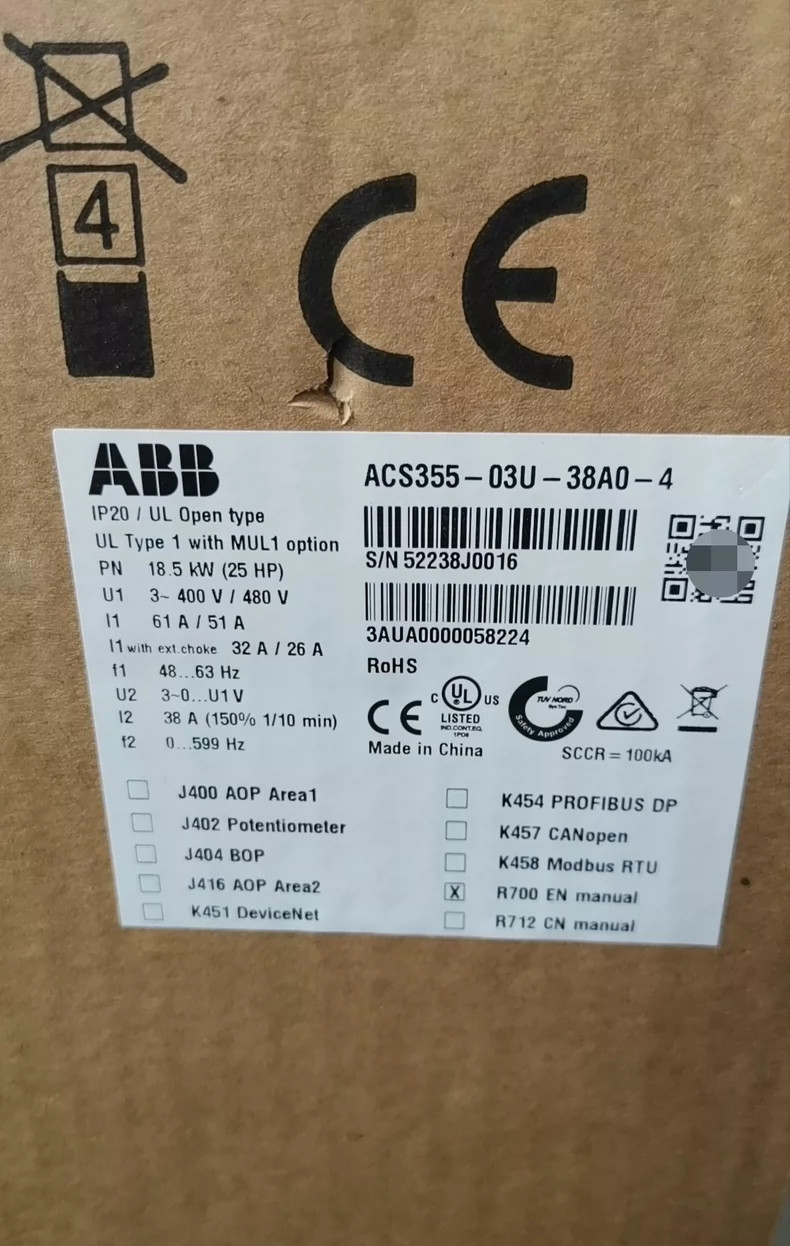 1PCS ACS355-03U-38A0-4 18.5 kW Inverter By DHL or FedEX