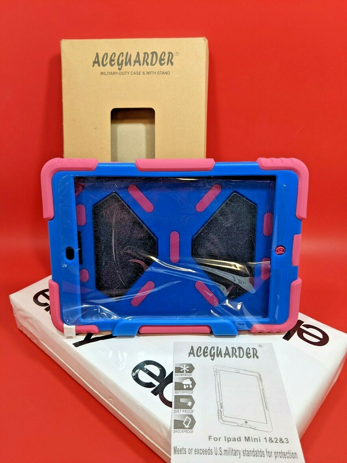 Aceguarder- Pink Blue Shockproof Rainproof Dirtproof Snowproof iPad Mini Case