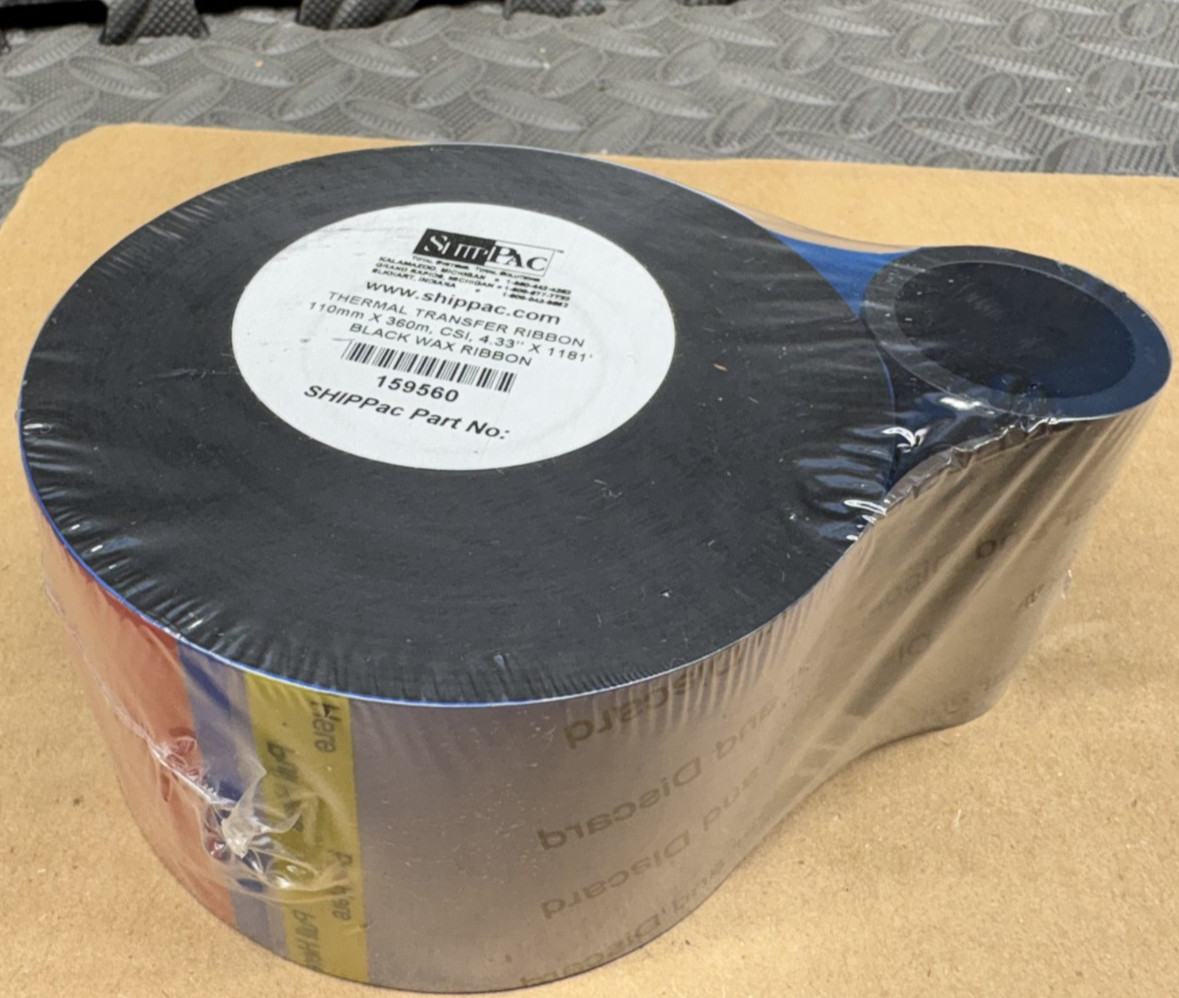Lot of 24x - Shippac 159560 Replacement Thermal Transfer Wax Ribbon 110mm x 360m
