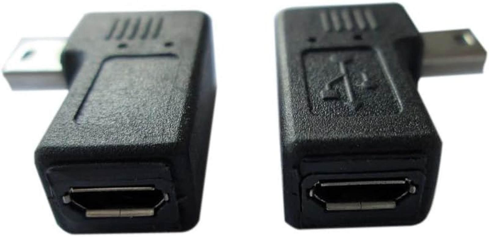 USB 2.0 Adapter Plug 1 Pair 90 Degree Left and Right Angle Mini USB Male