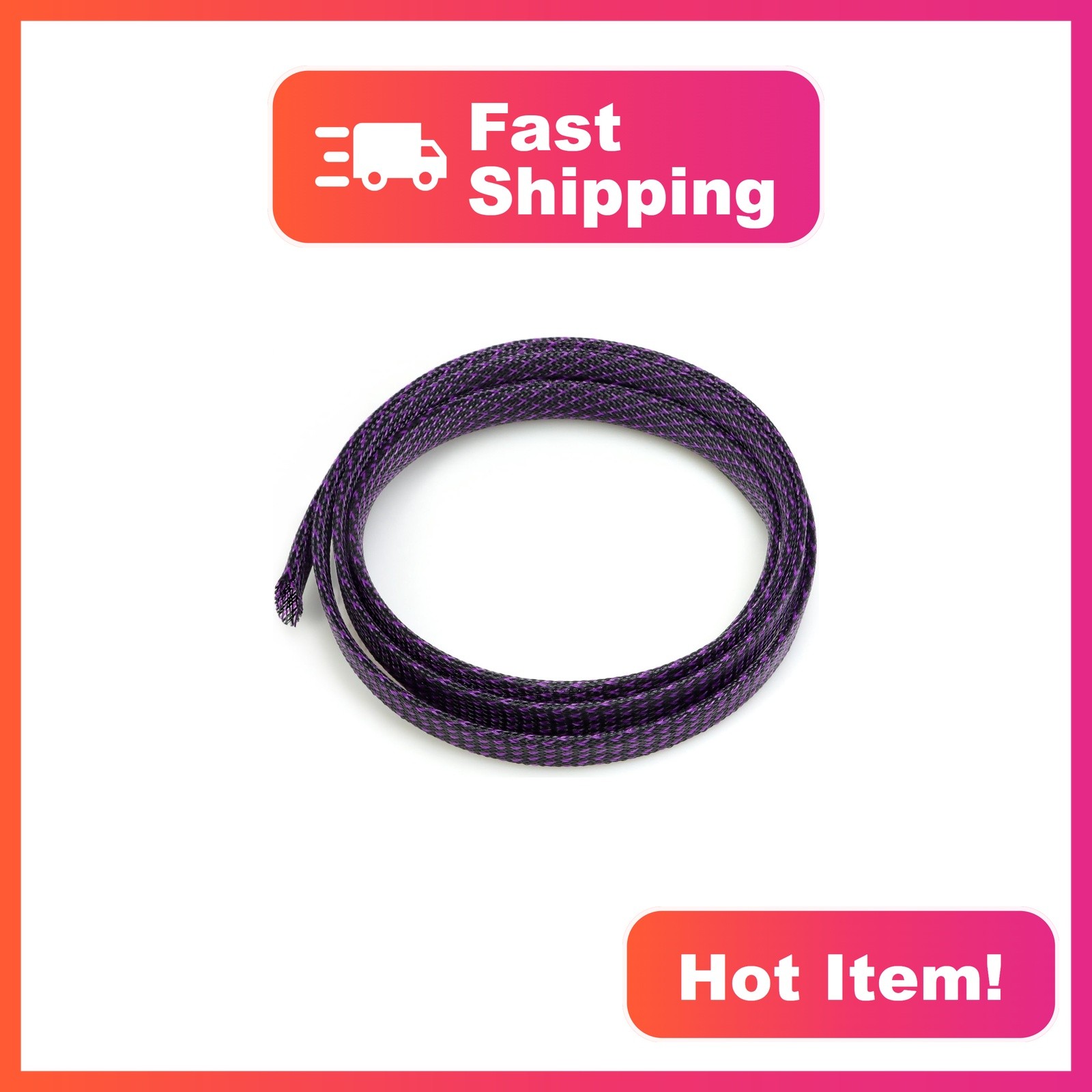 Kelepu 16.4ft Braided Cable Sleeve 13/16" Black Purple Pet Chew