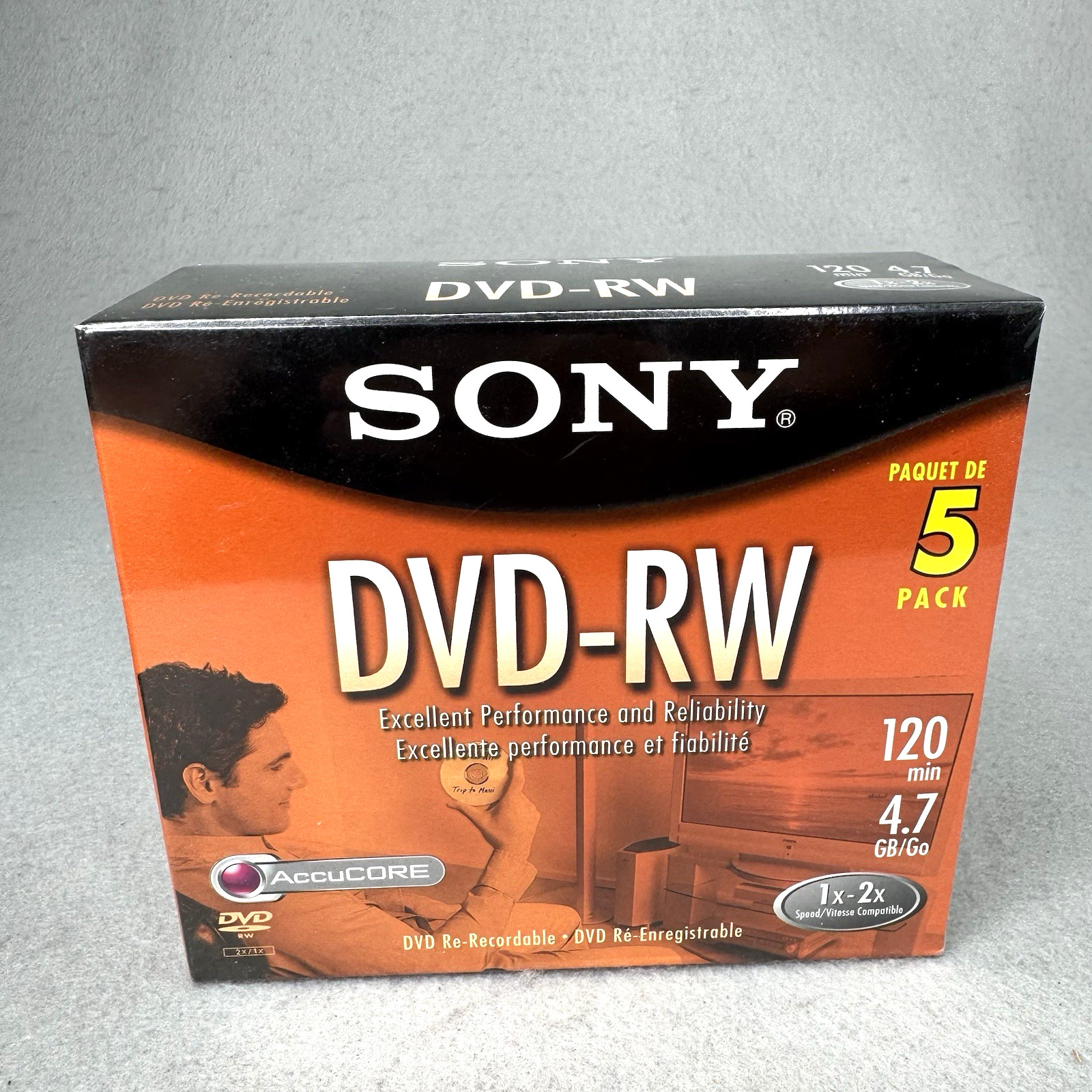 Sony DVD-RW NEW SEALED 5 Pack 4.7GB 120 Minutes Re-Recordable