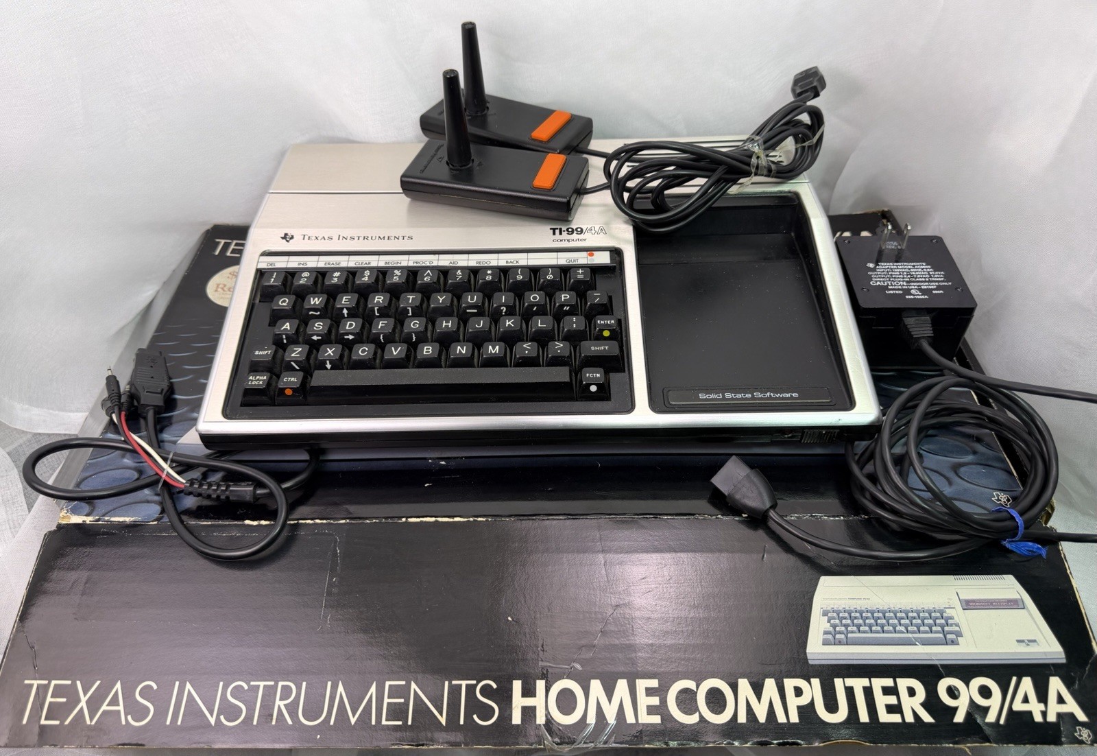 Vtg TI-99/4A Texas Instruments Home Computer Boxed w/ Controllers Repair READ