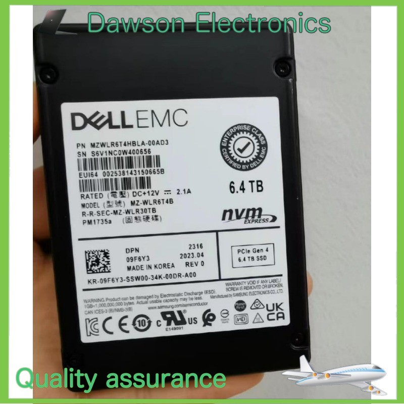 PM1735 DELL EMC 6.4TB SSD U.2 NVME PCIe Gen4 MZWLR6T4HBLA-00AD3 MZ-WLR6T40