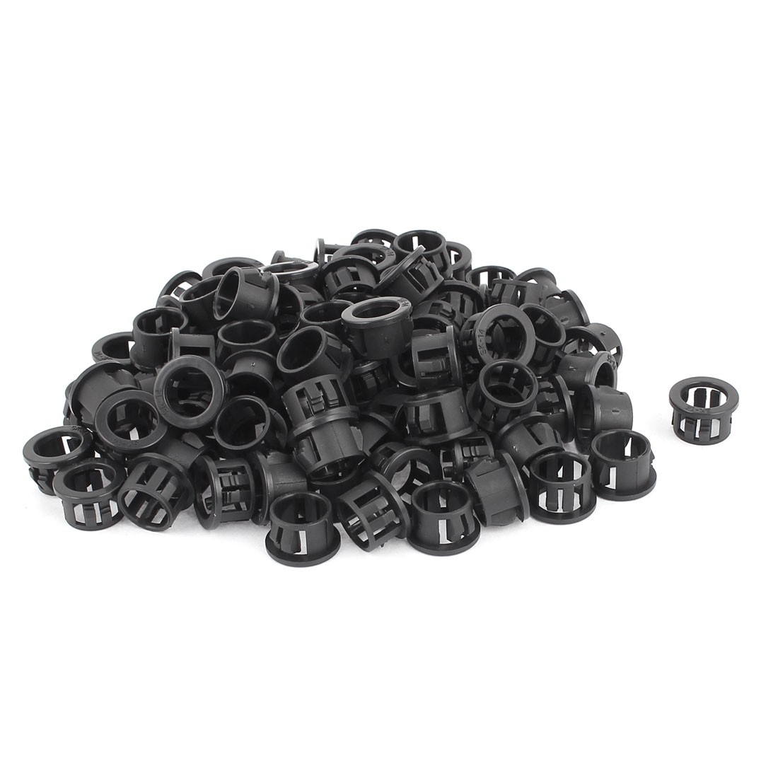 100pcs 14mm Mounted Dia Snap in Cable Bushing Grommet Protector Black