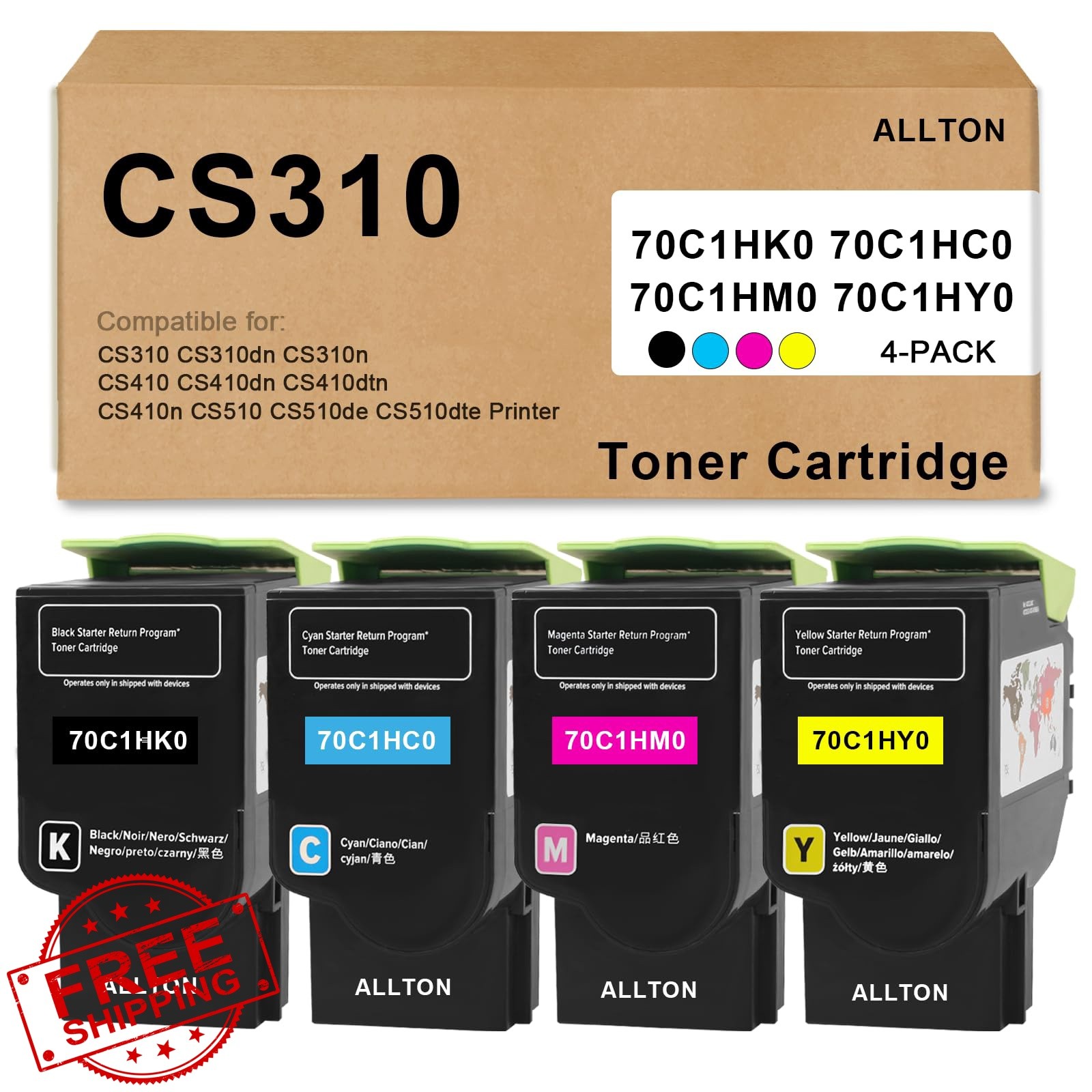 Allton CS310 701H High Yield Toner Cartridge 70C1HK0 70C1HC0 70C1HM0 70C1HY0 ...