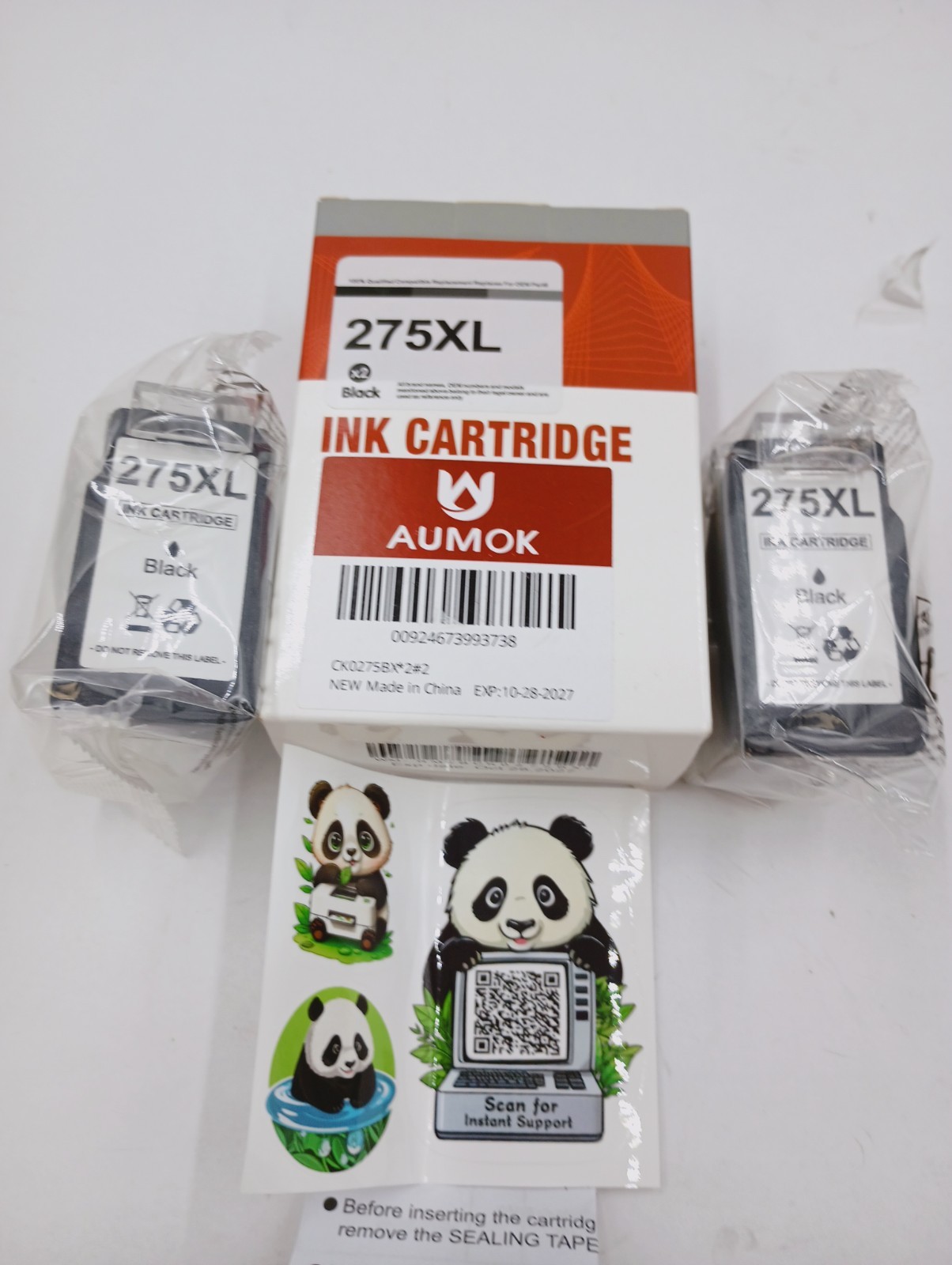 LOT OF 2 AUMOK 245XL BLACK INK CARTRIDGES FOR CANNON EXP 10/28/27 SEALED