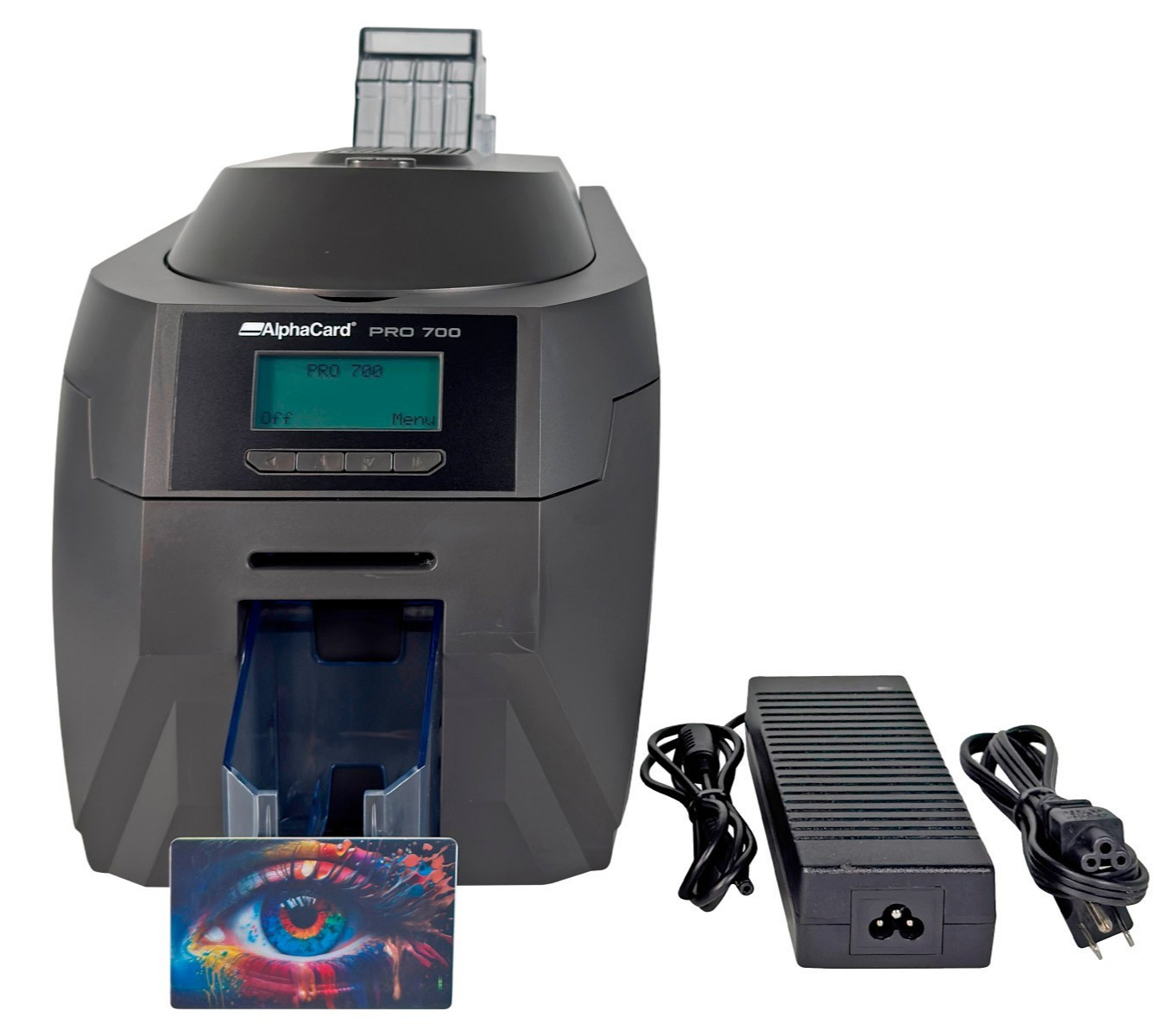TESTED AlphaCard PRO 700 Single-Sided Color ID Card Badge Printer USB Ethernet