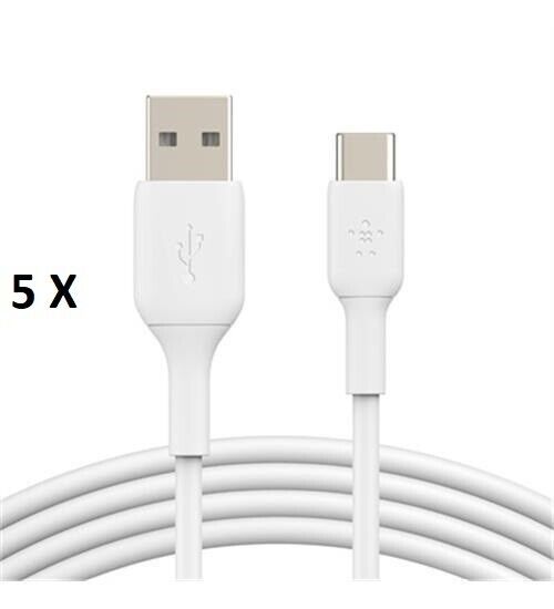 5 PK of Belkin CAB001BT1MWH Boost Charge USB-C to USB-A Cable 1 meter / 3.3 foot