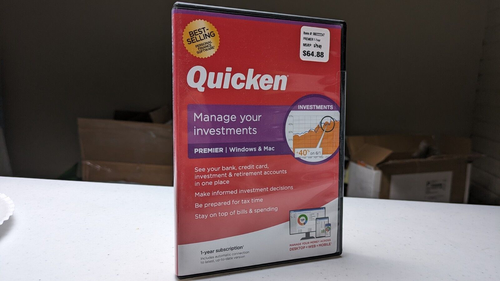 Intuit Quicken, Manage Your Investments 2019, Premier for Windows (CD Format)