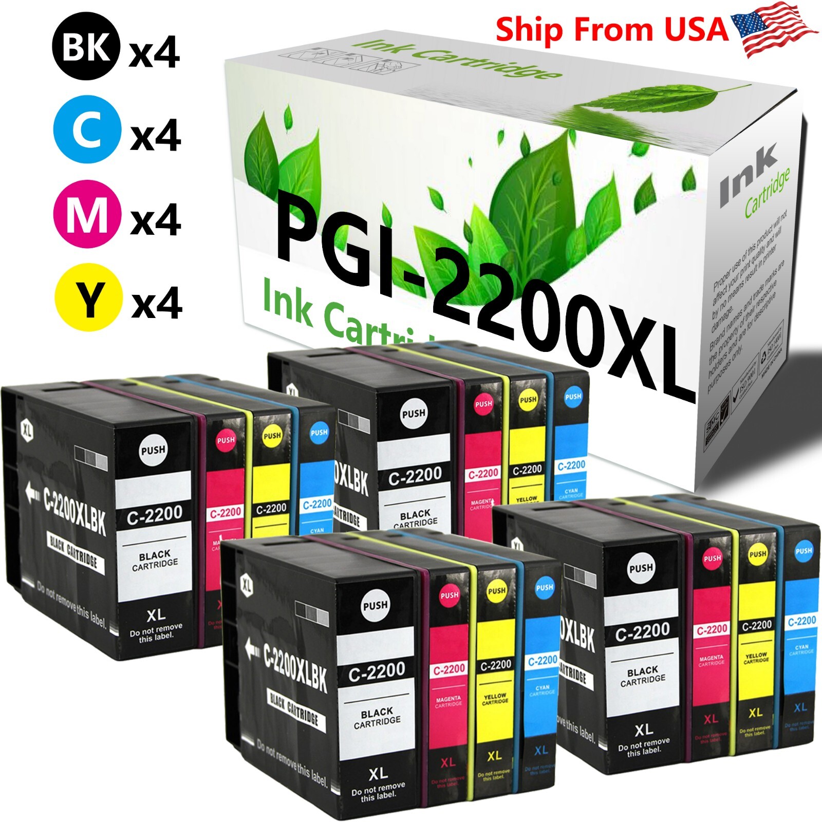 16Pack Ink Cartridge PGI-2200 PGI2200XL used for iB4020 MB5020 Printer