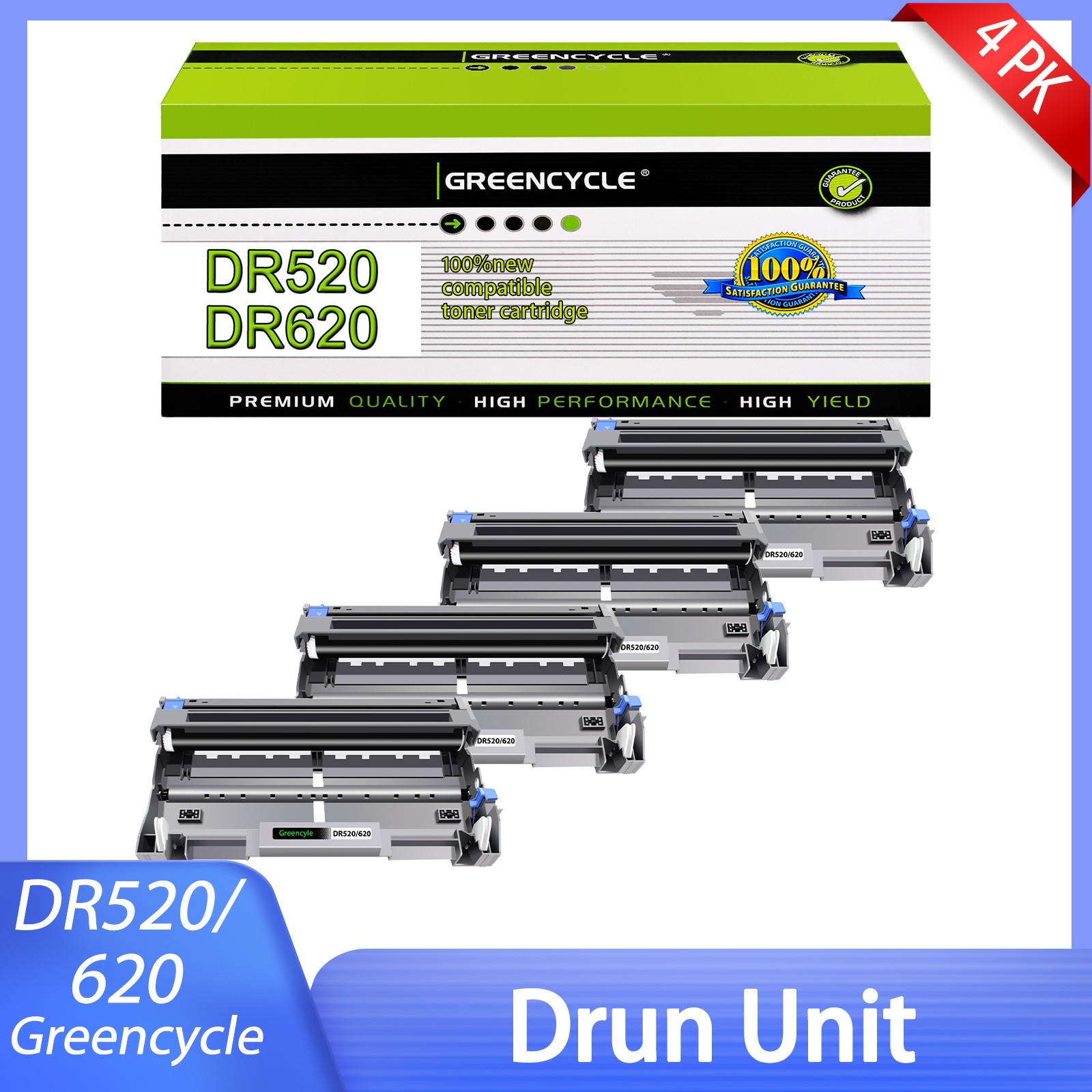 4 Pack DR-520 DR520 Drum Compatible for Brother MFC-8670DN 8860DN 8870DW HL-5240