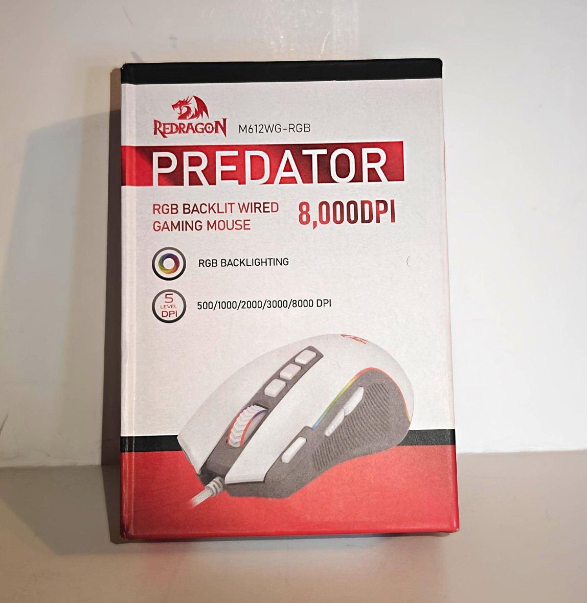 Redragon Predator M612WG-RGB Wired RGB Gaming Mouse 8000 DPI 9-Button White/Gray
