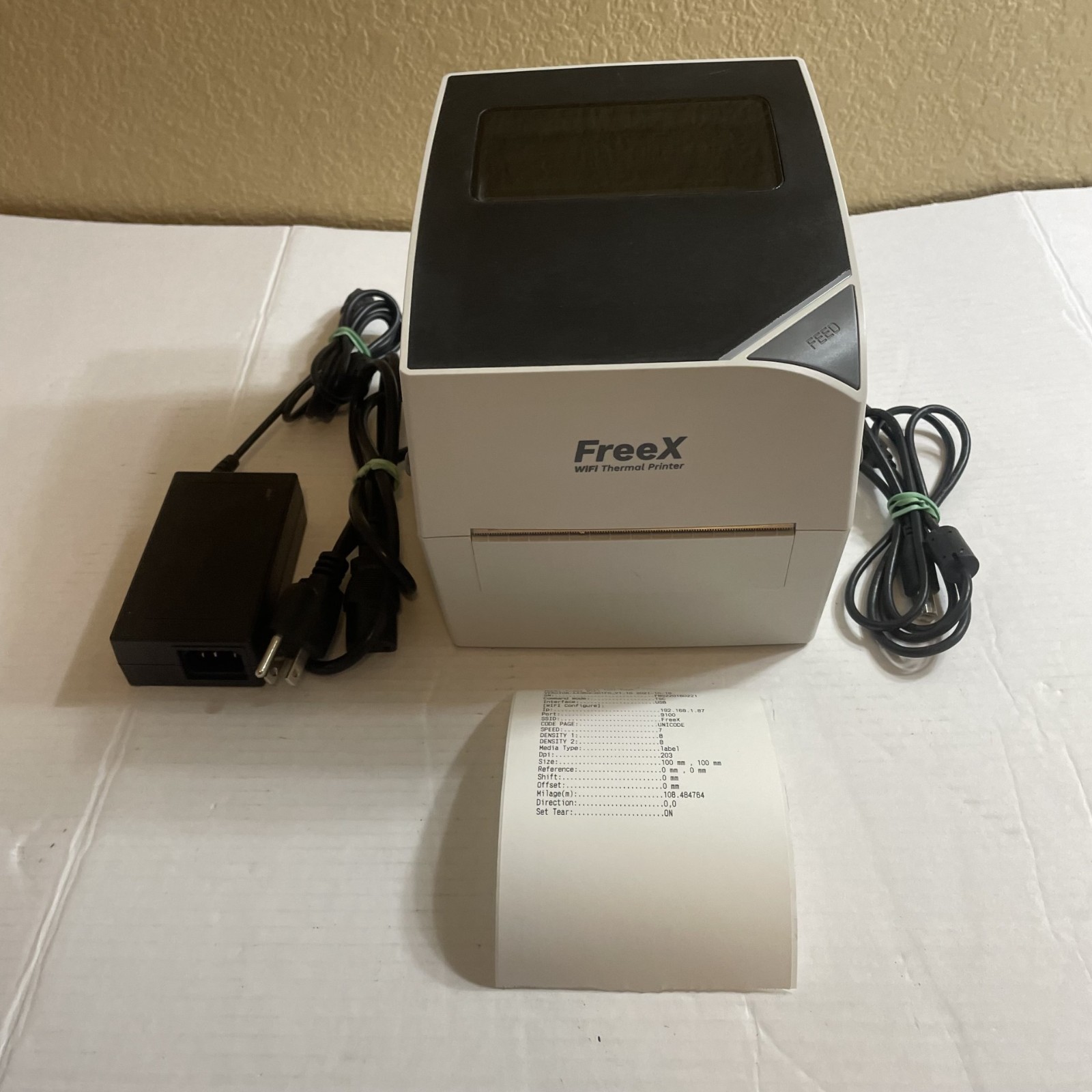 FreeX WiFi SuperRoll USB Or wireless Thermal Printer in Shadow White 4x6