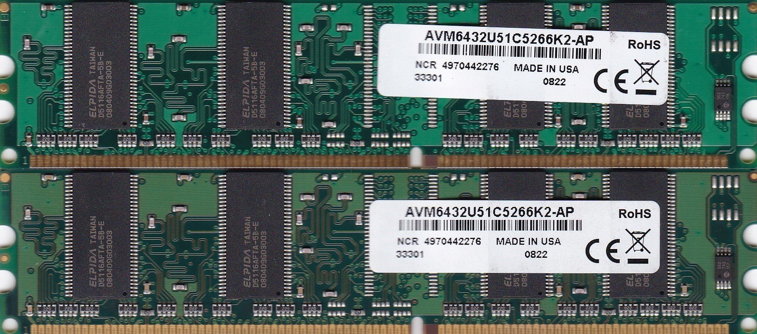 512MB 2x256MB DDR-266 AVANT/NCR MEMORY RAM KIT PC-2100 AVM6432U51C5266K2-AP DDR1