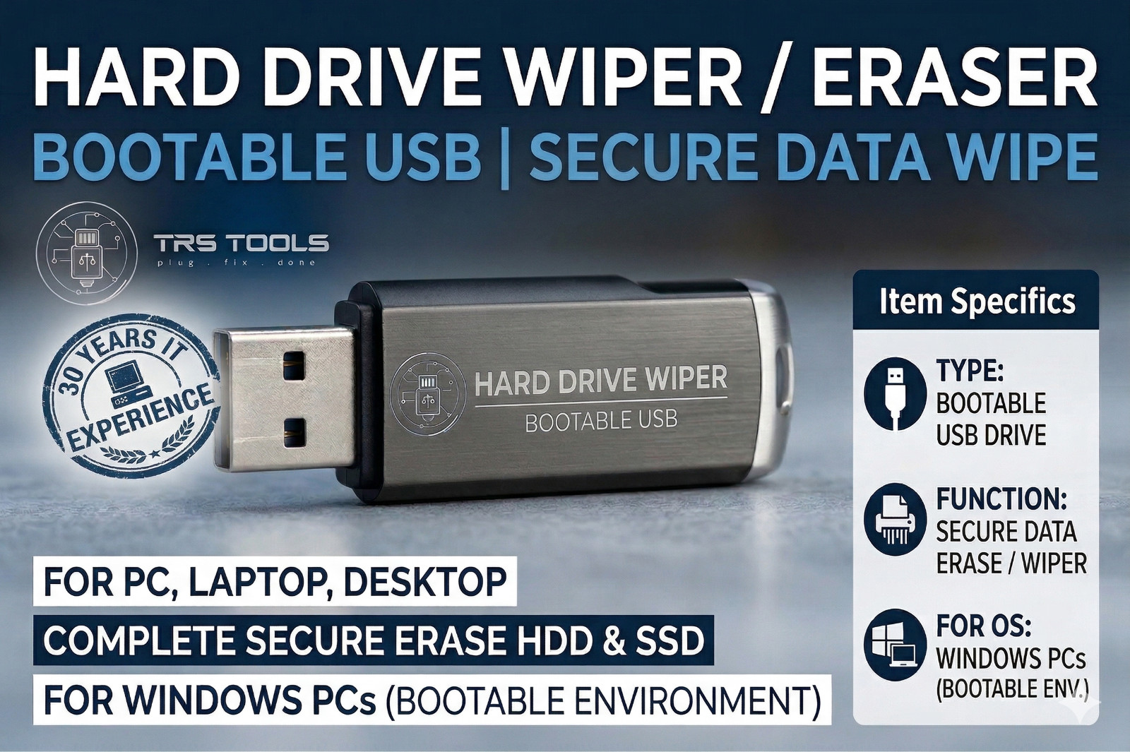Hard Drive Wiper USB & CD Disk Eraser Delete Nuke Wipe