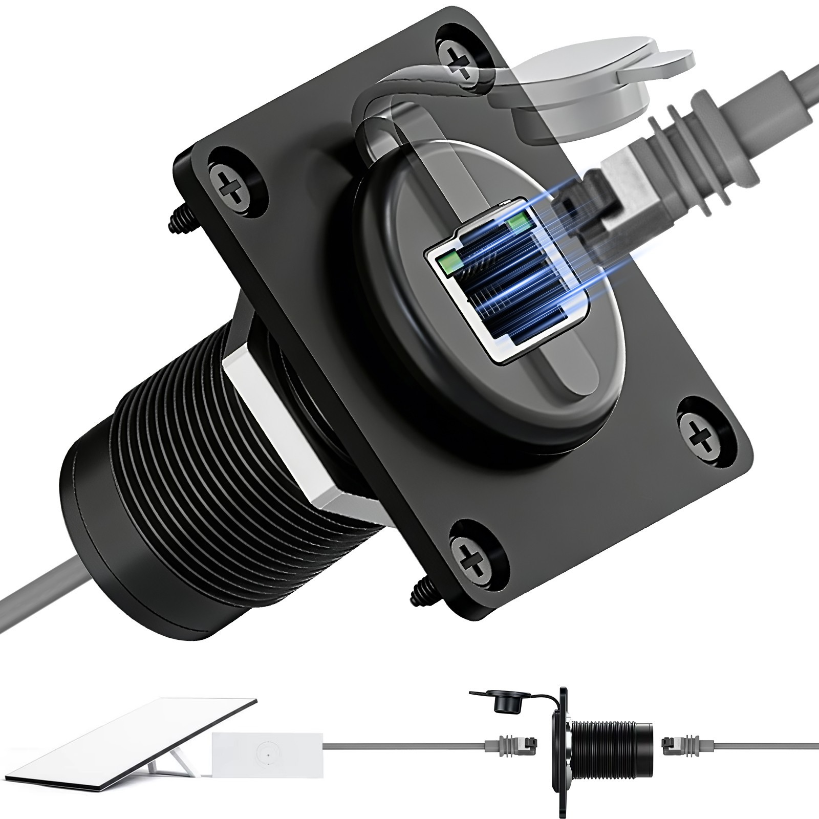 Waterproof RJ45 CAT6 Wall Socket for Starlink Gen3, IP68 Pass-Through