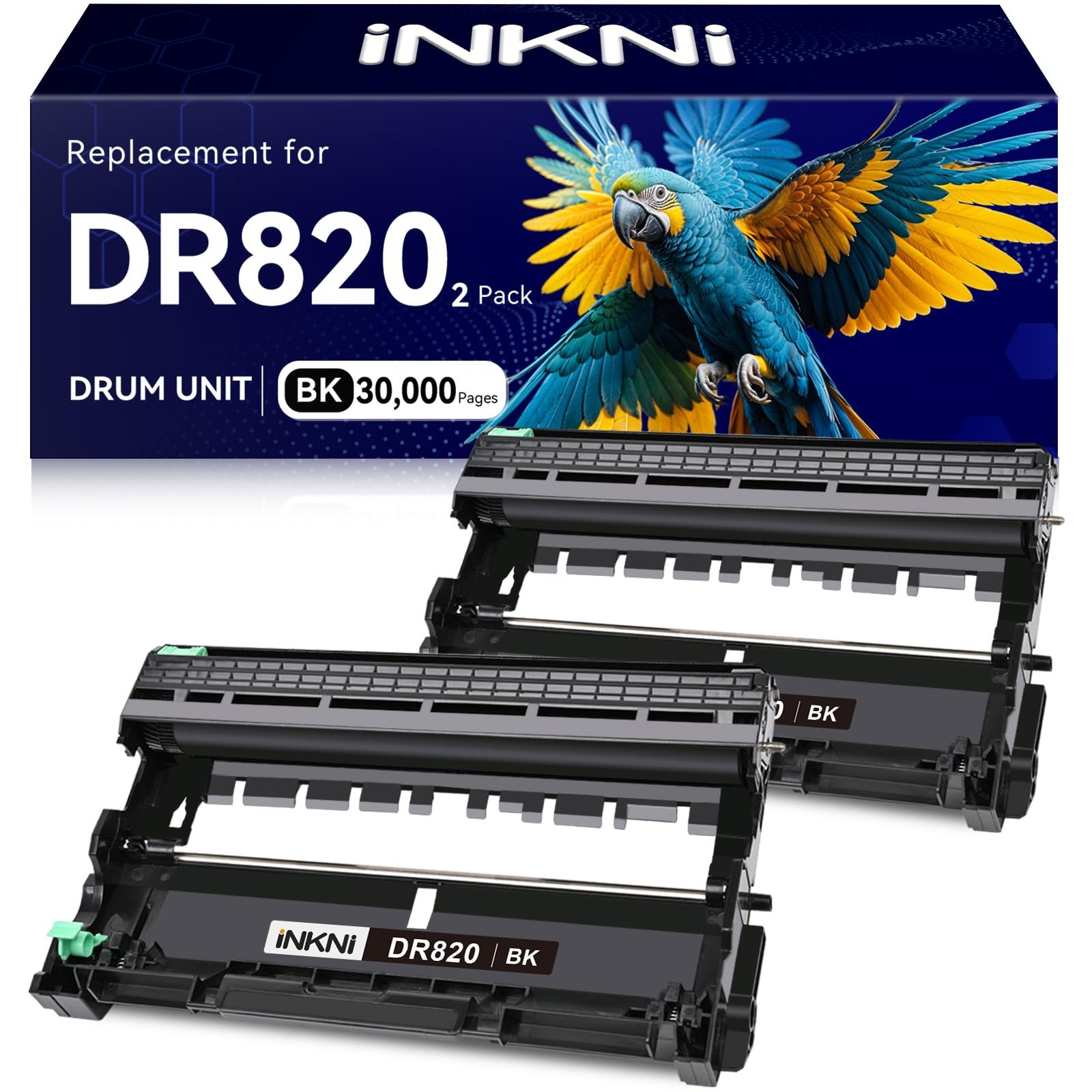 InkNI Compatible DR820 Drum Unit For Brother, Black, 2-Pack DR820-2P