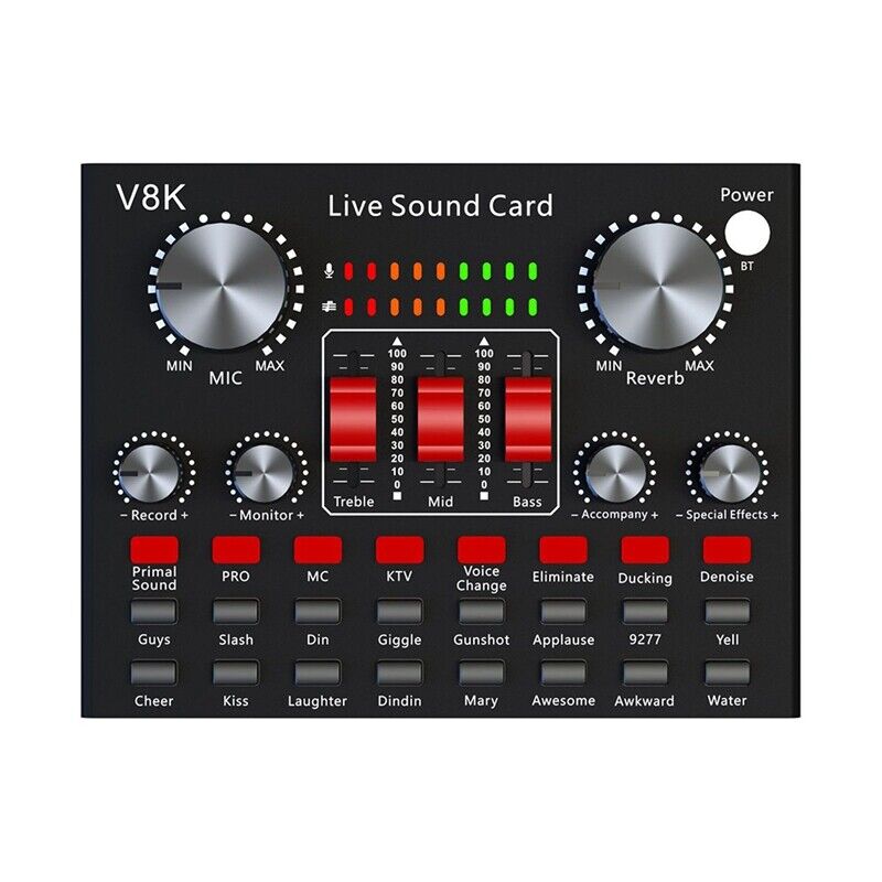 V8K Audio USB External Sound Card Multi Portable Microphone Live Broadcast2665