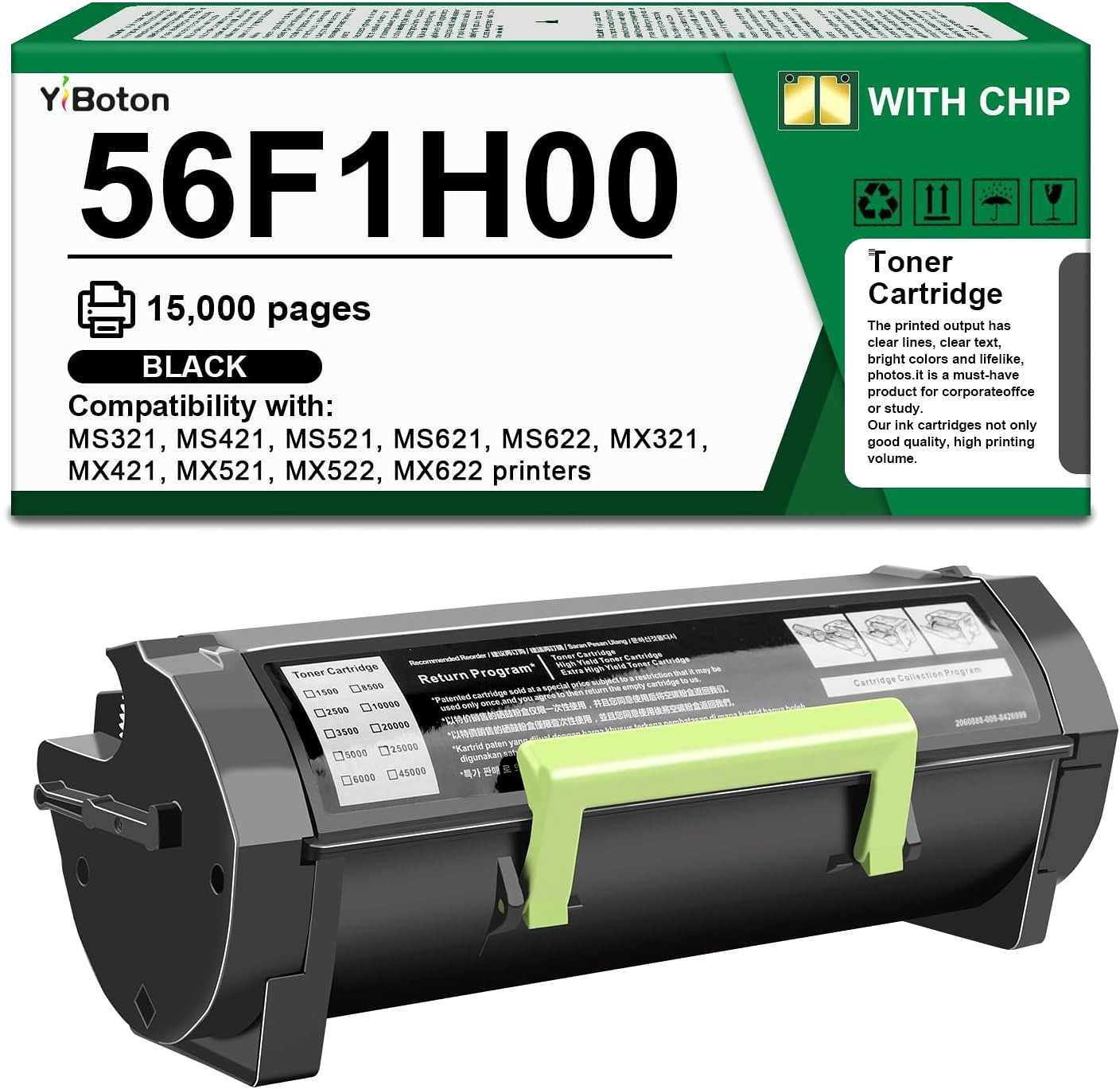 56F1H00 High-Yield Black Toner Cartridge for Lexmark MS321dn & MX321adn Series