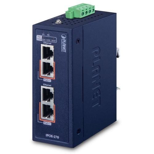 Planet W125698354 IPOE-270 IP30 Industrial 2-Port Multi-gigabit 802.3bt PoE ~E~