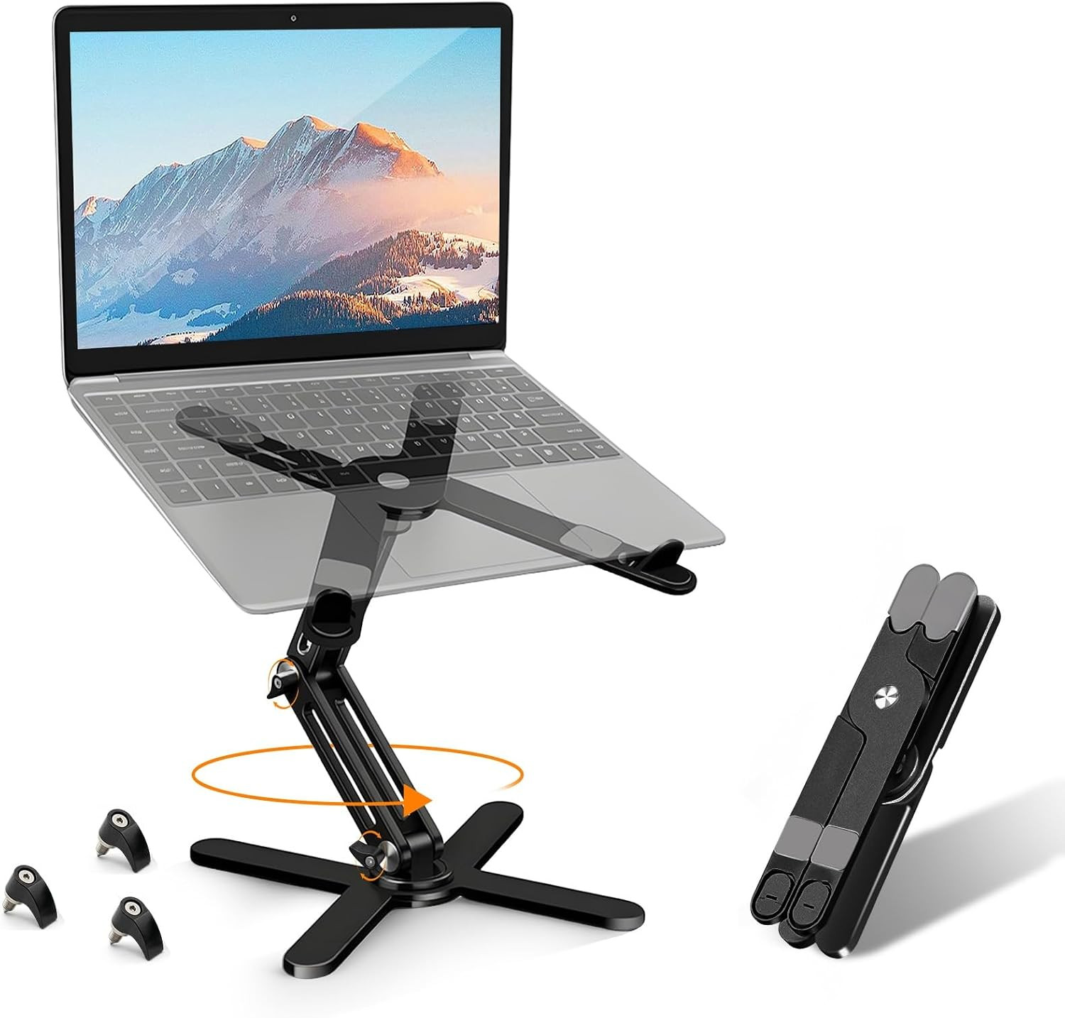 Laptop Stand with 360 Rotating Base, Computer Notebook Laptop Riser Metal