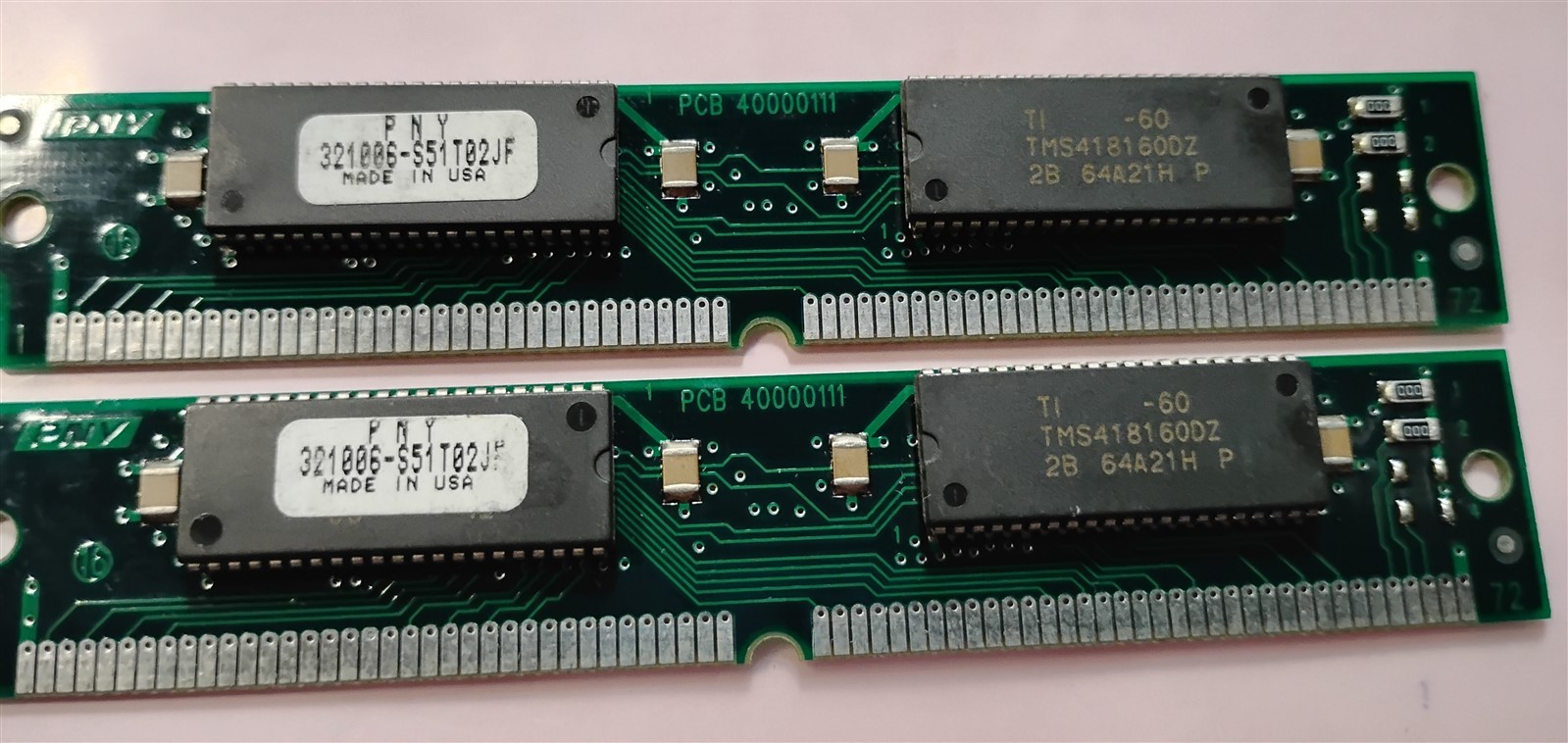 8MB 2x4MB PNY 321006-S51T02JF TI 60ns FPM 1Mx32 SIMM Non-Parity Ram Memory Kit