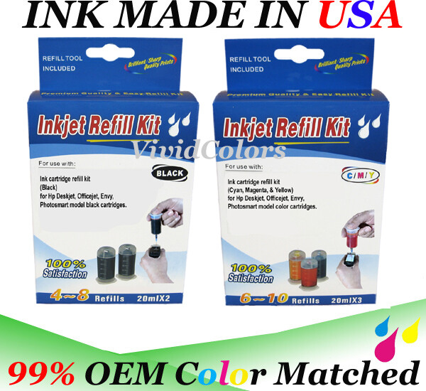 VC premium ink Refill Kit for HP 62/63/64/65/67/901/300/121/XL Cartridges