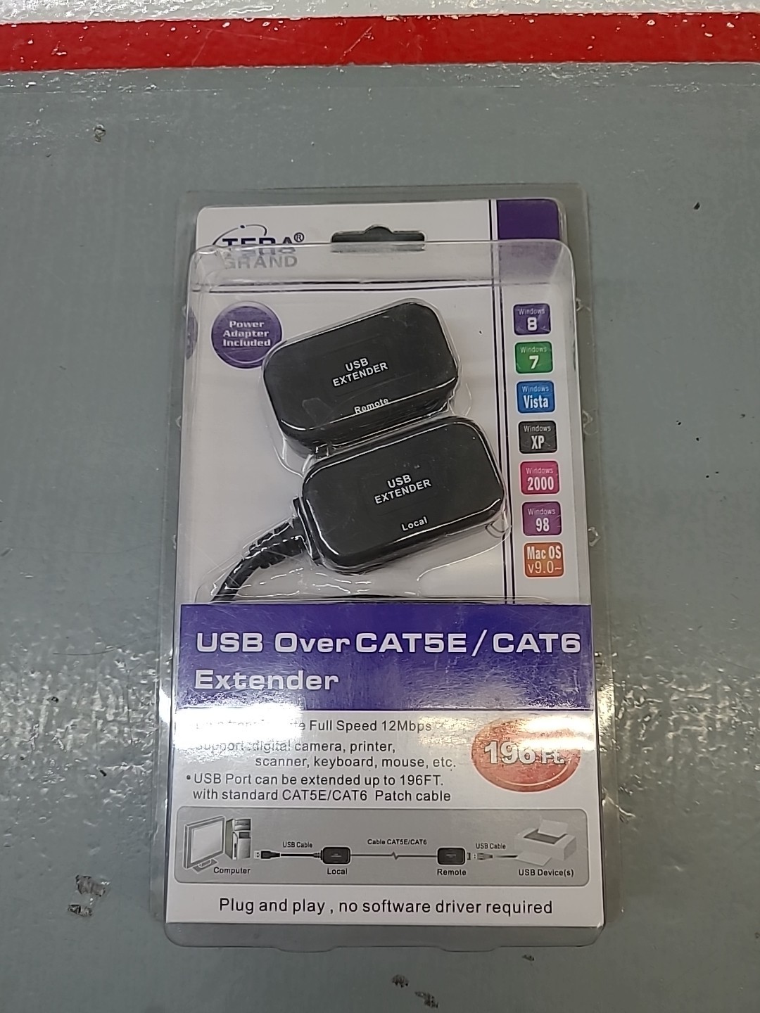 Tera Grand USB Over  Cat5E/Cat6 Extender (Up to 196 Feet)