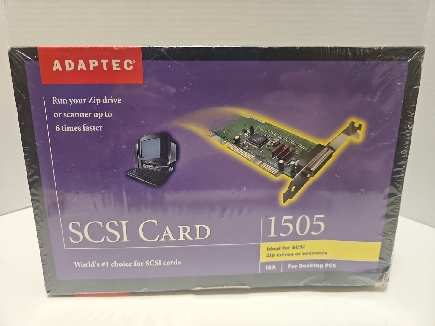 Adaptec SCSI Card 1505 For Desktop PCs 1997 Zip Drive Scanner 6x Faster Sealed