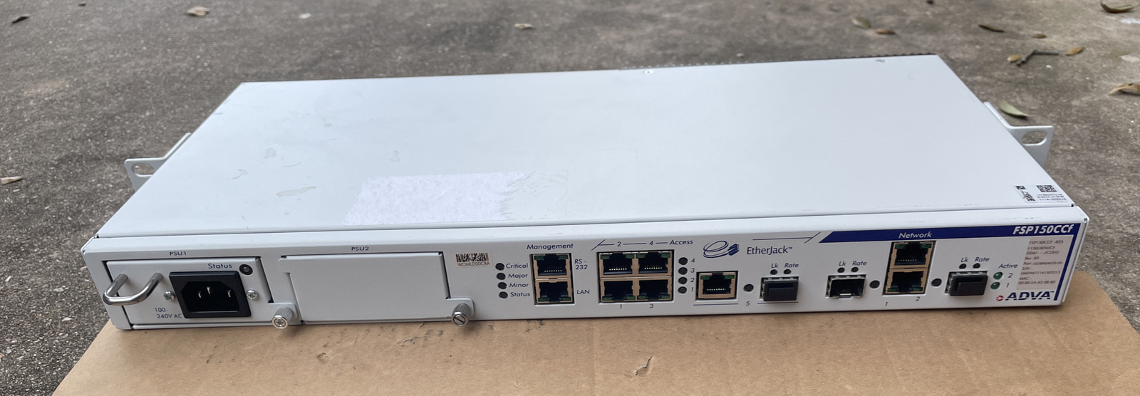 ADVA OPTICAL NETWORK ETHERJACK CARRIER ETHERNET FSP150CCF-825 *No AC Adapter *