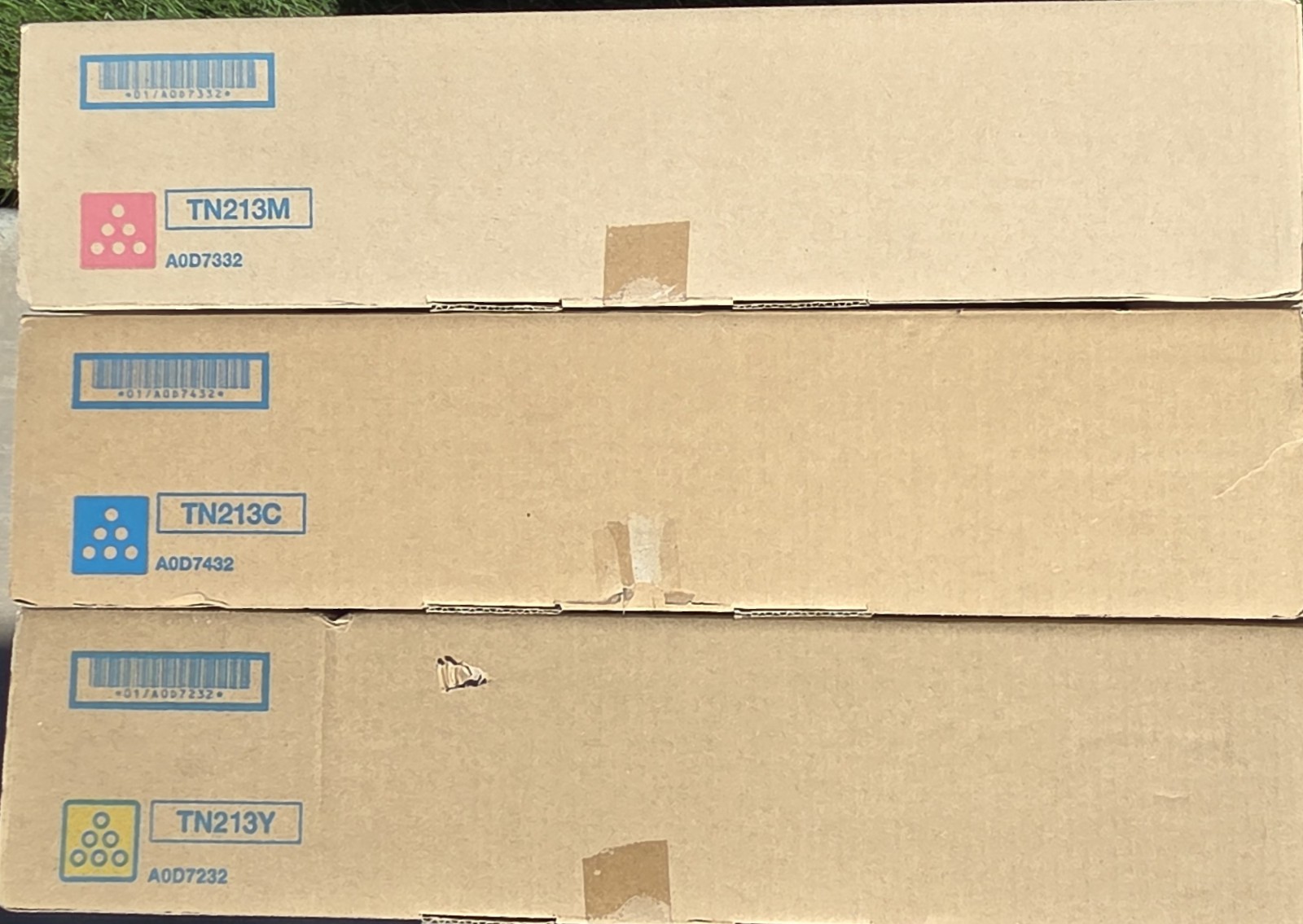 Genuine Konica Minolta Toner Cartridge 3 Pack TN213Y TN213M TN213C NEW IN BOX
